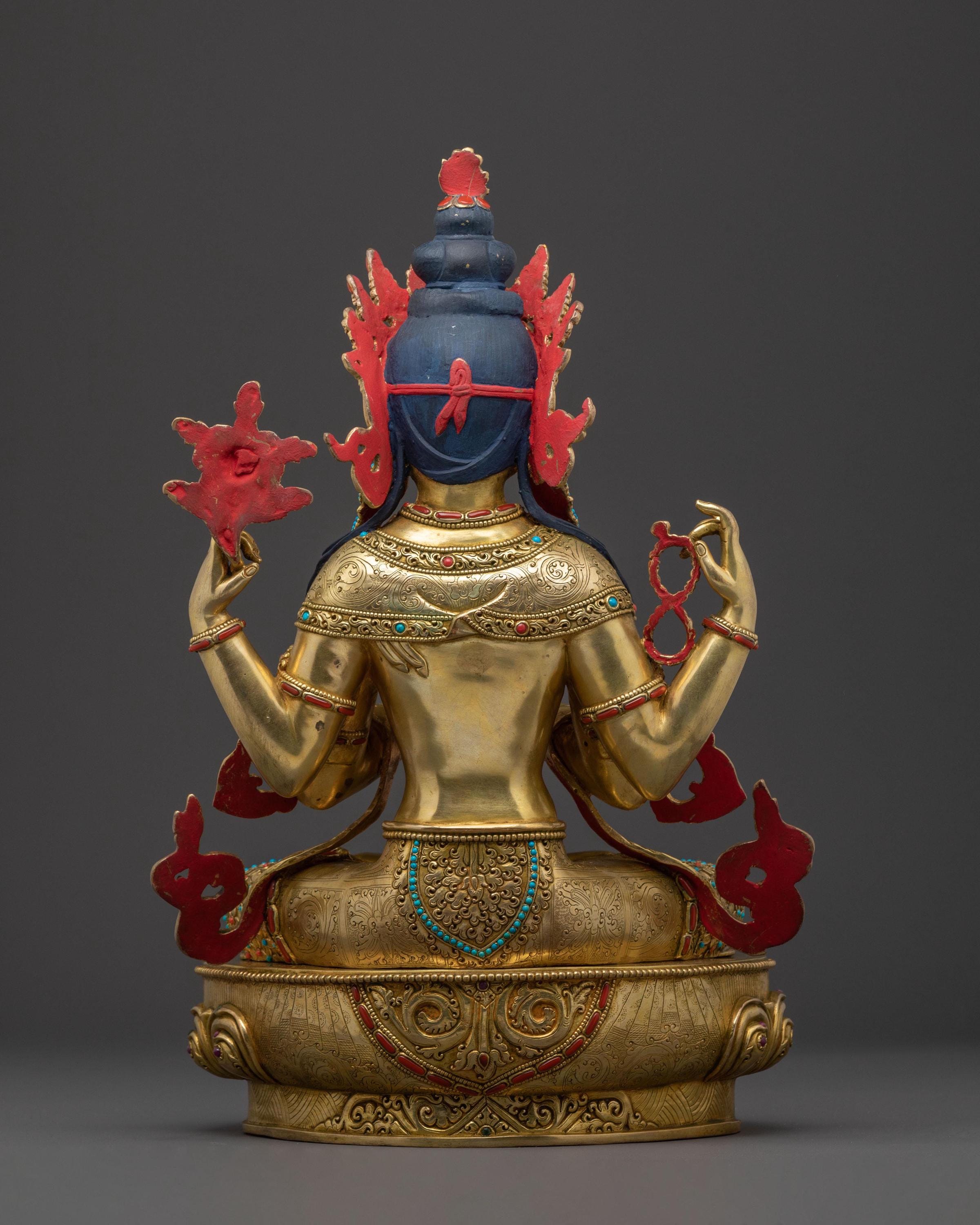 Chenrezig Compassion Deity Sculpture | Tibetan Buddhist Statue