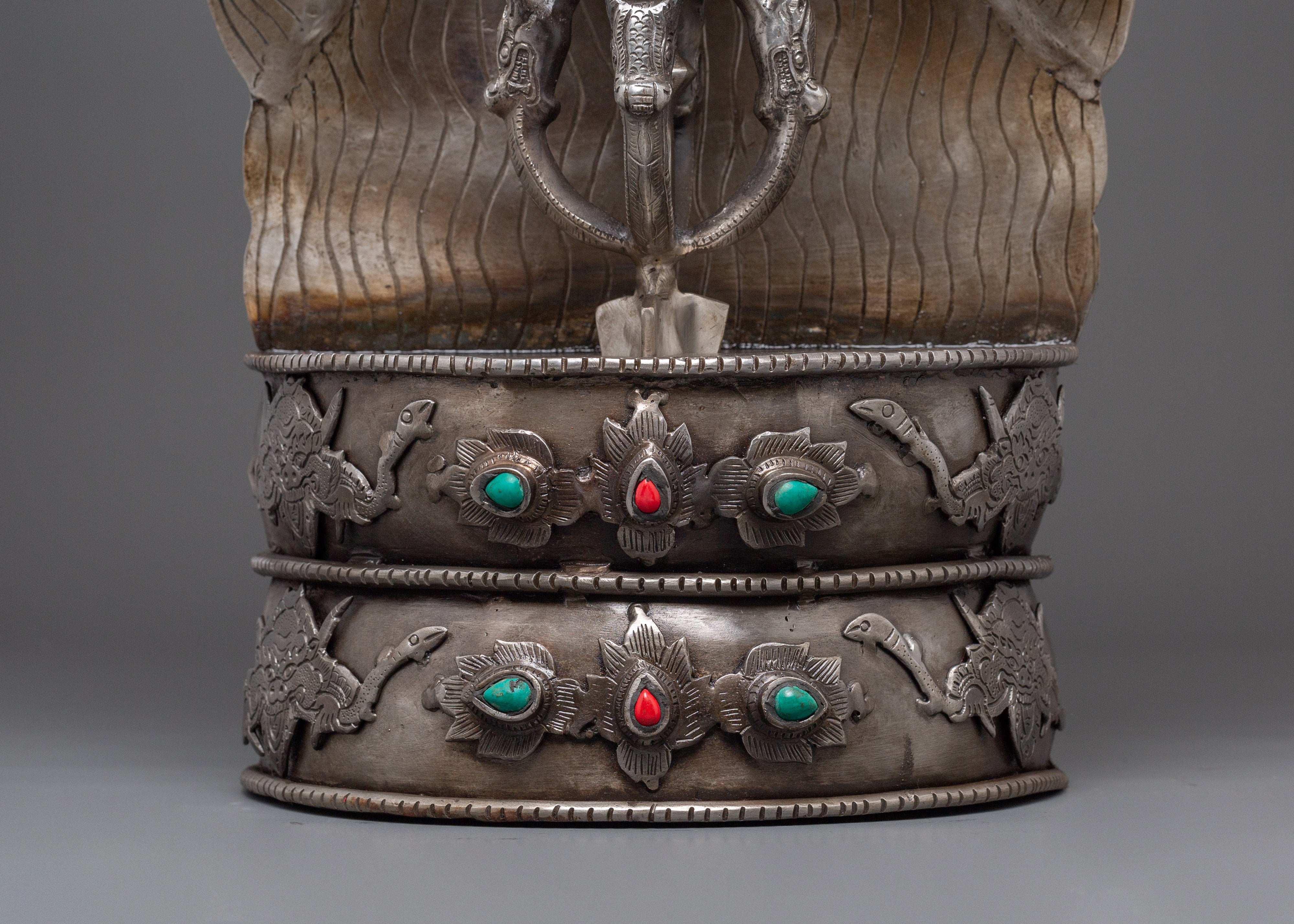 Sacred Tibetan Bishwo Vajra | Powerful Ironwork with Turquoise & Coral Stones