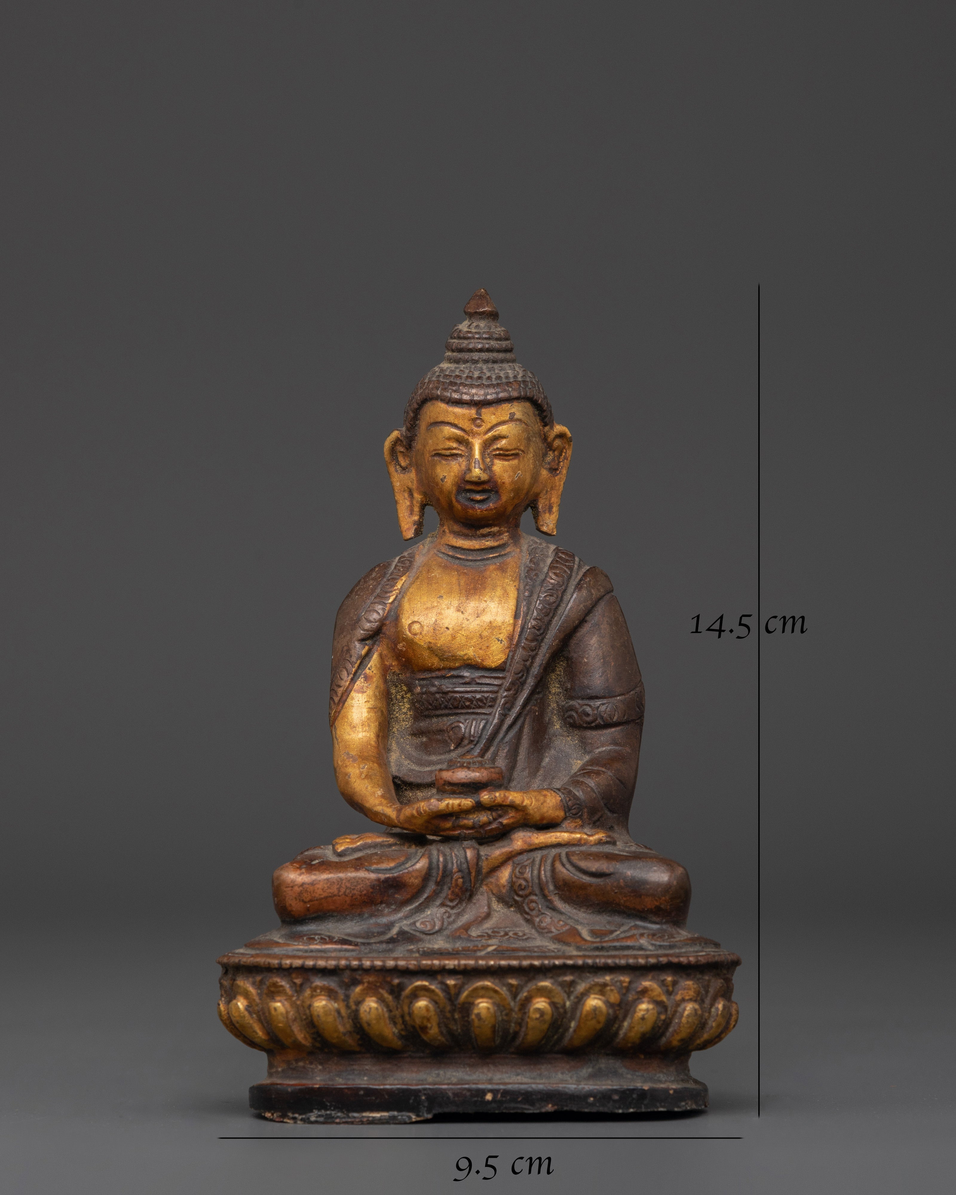 Amitabha Pure Land Buddha Statue | Oxidized Copper Buddhist Statue