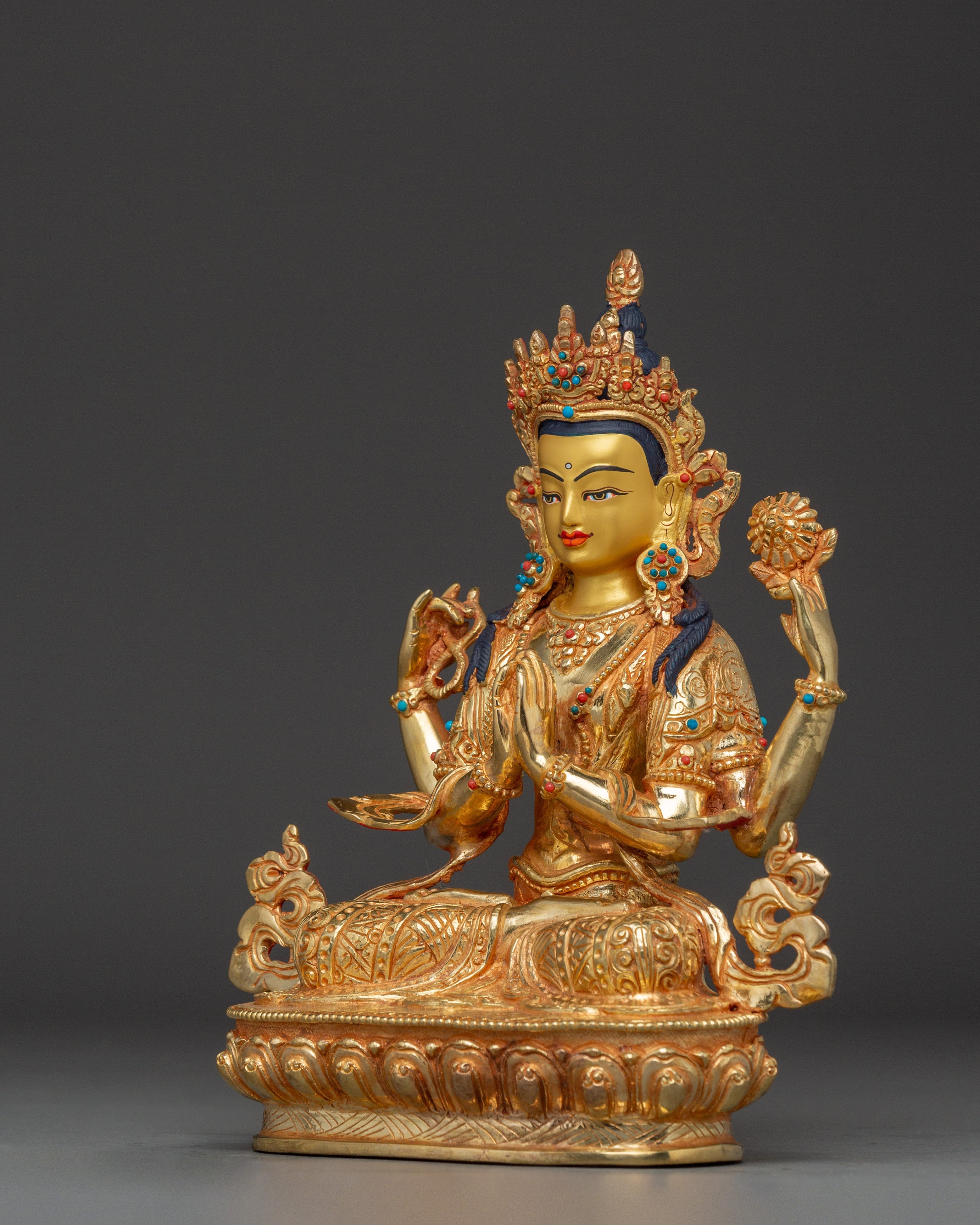 Bodhisattva Four-Armed Chenrezig Artwork | Embodiment of Compassion