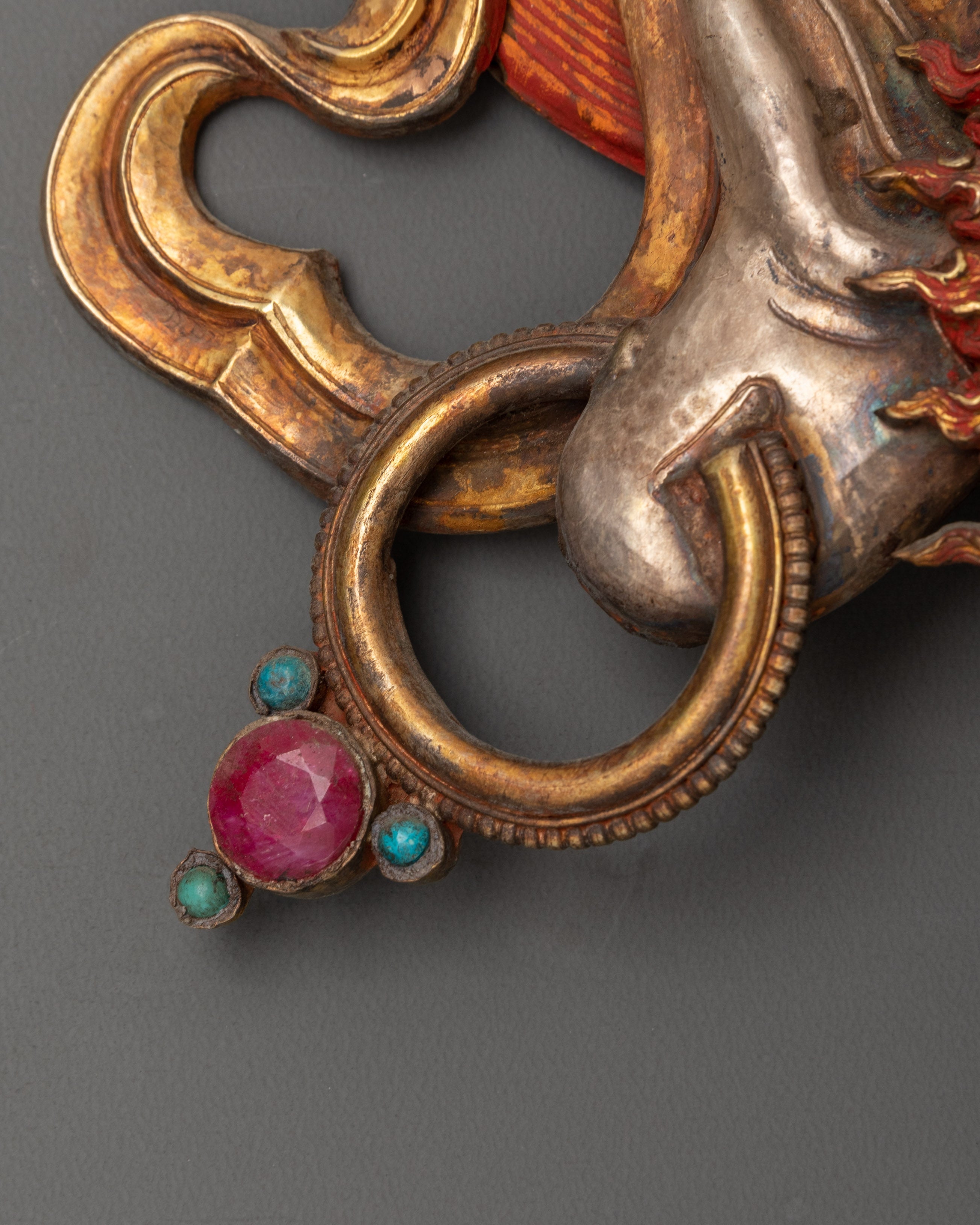 Tibetan Copper Wall Mask | Gold Plated with Pure Silver