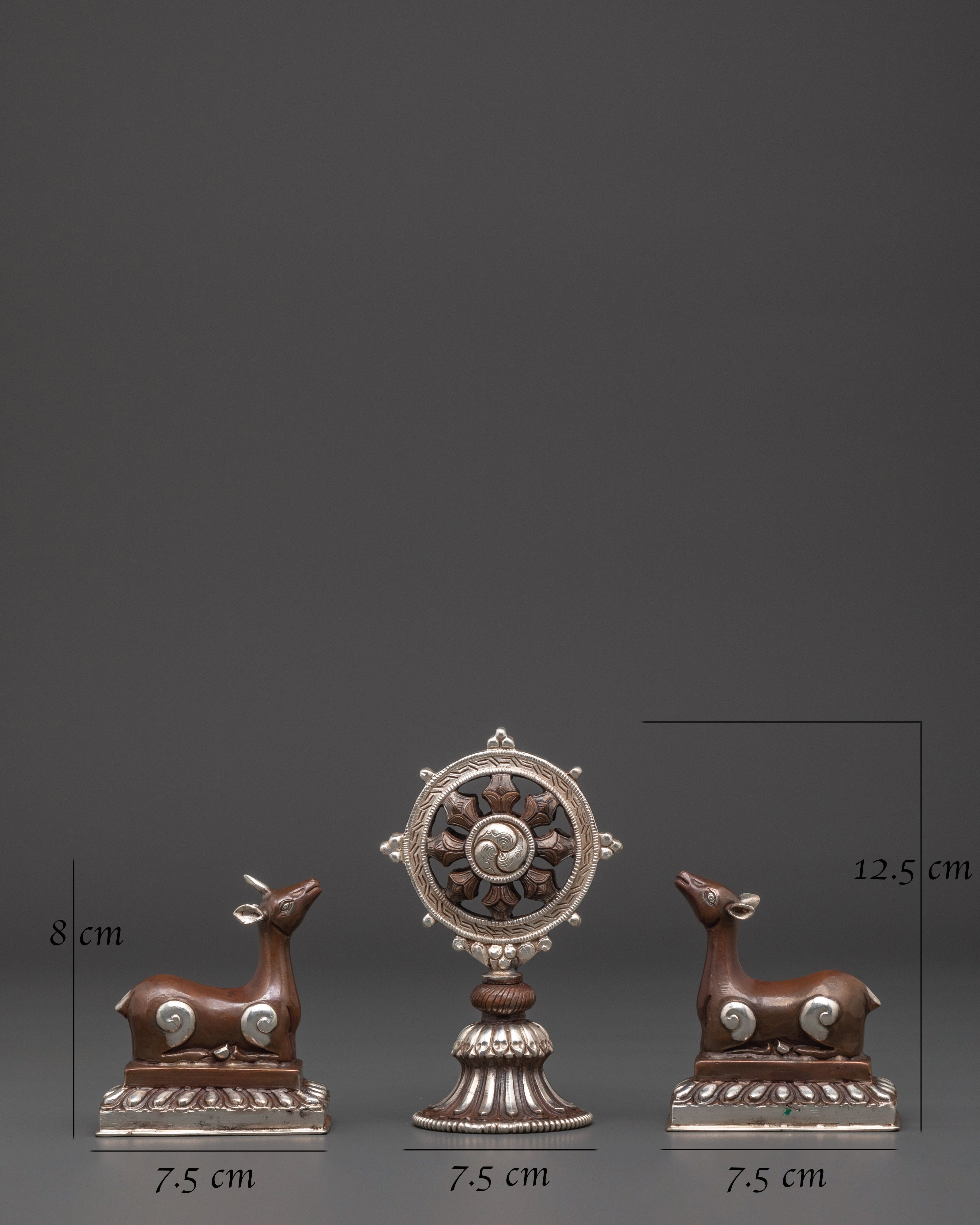 Oxidized Copper Dharma Wheel | Buddhist Altar Symbol