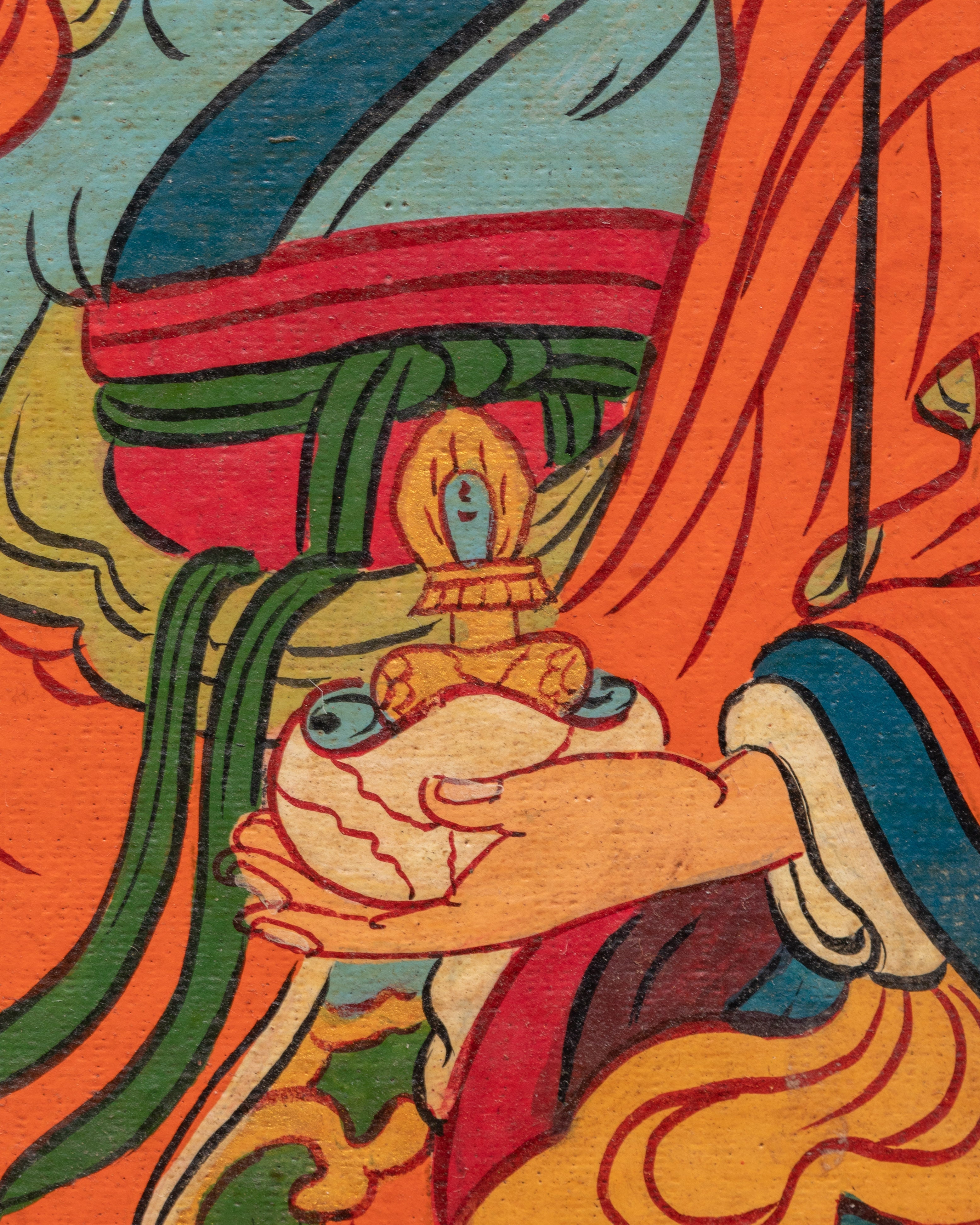 Handcrafted Guru Rinpoche Wall Art | Tibetan Spiritual Home Decor Painting