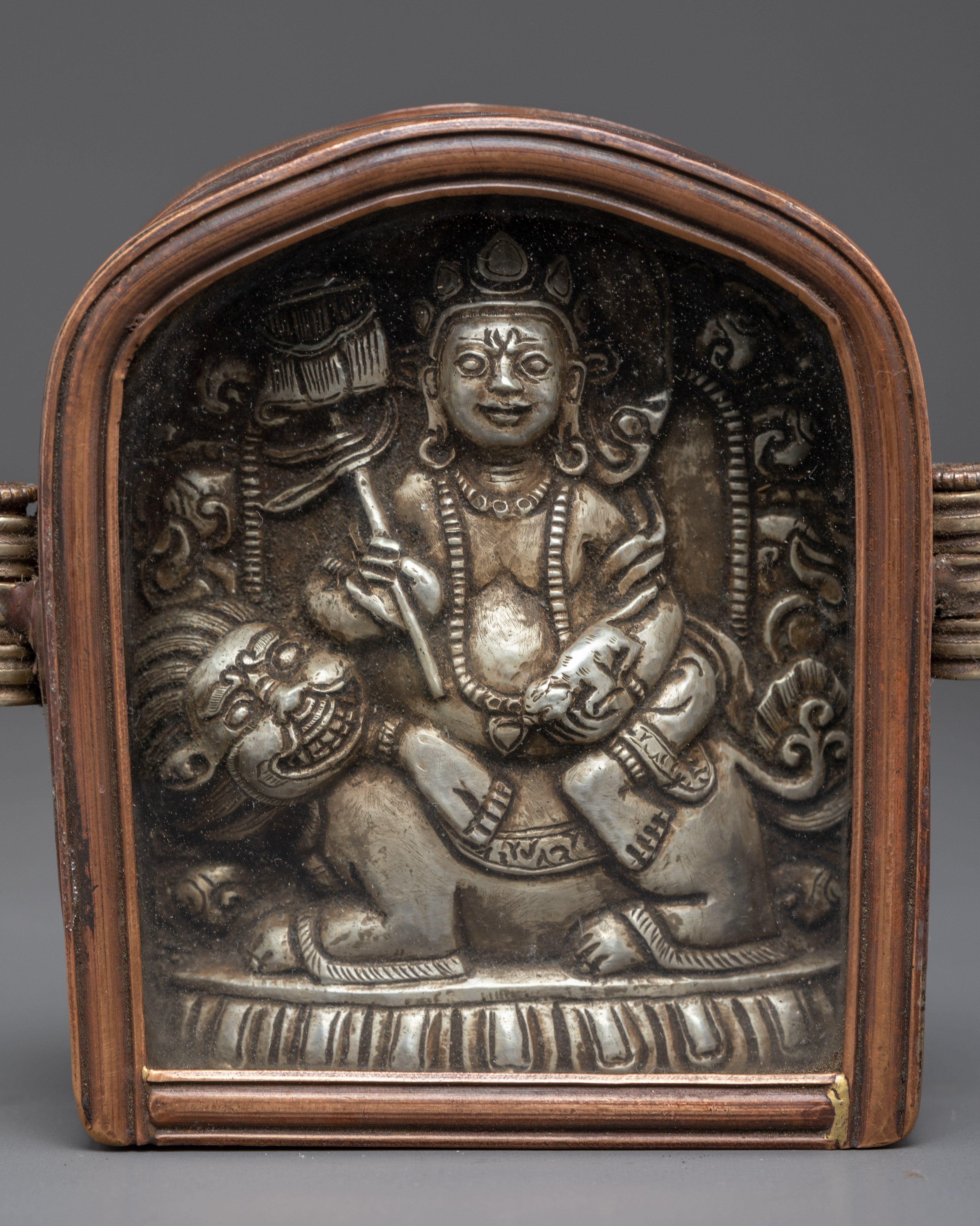 Handmade Himalayan Ghau Prayer Container | Tibetan Silver Copper Ghau Box