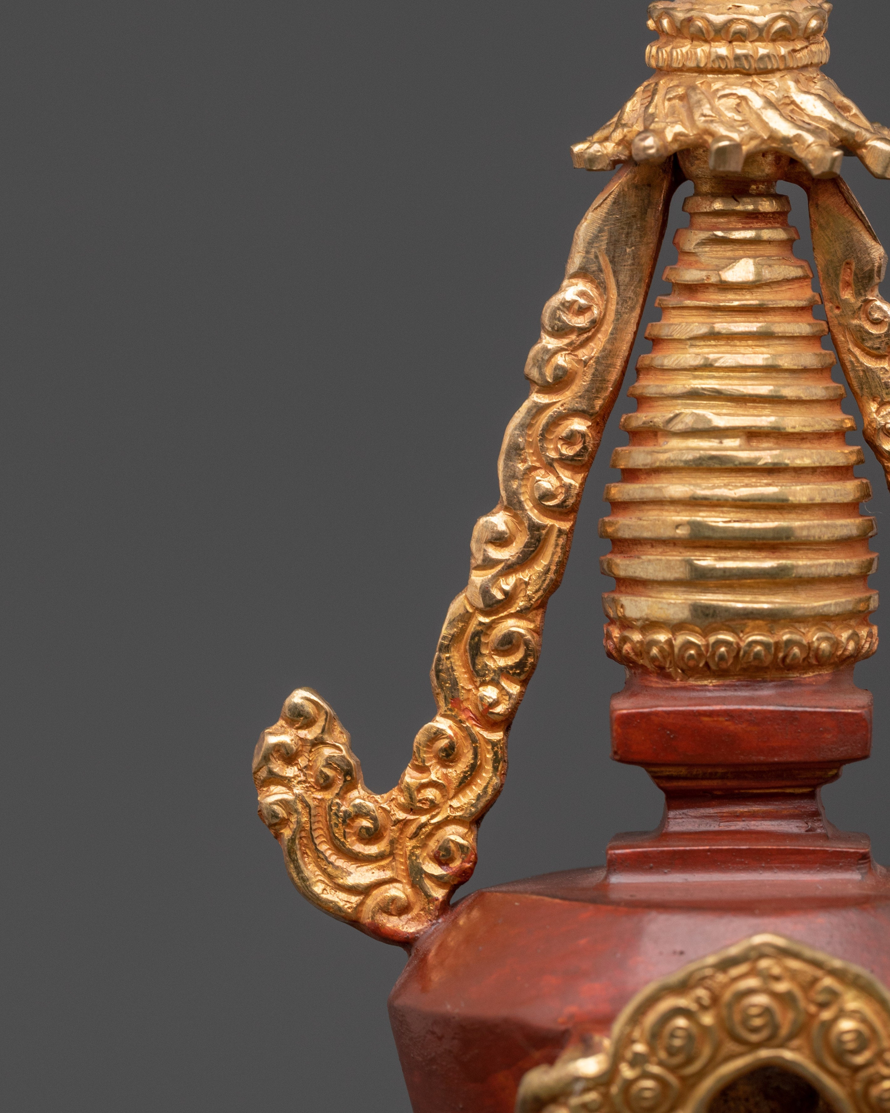 Tibetan Enlightenment Altar Stupa | Gold Plated Buddhist Shrine for Meditation