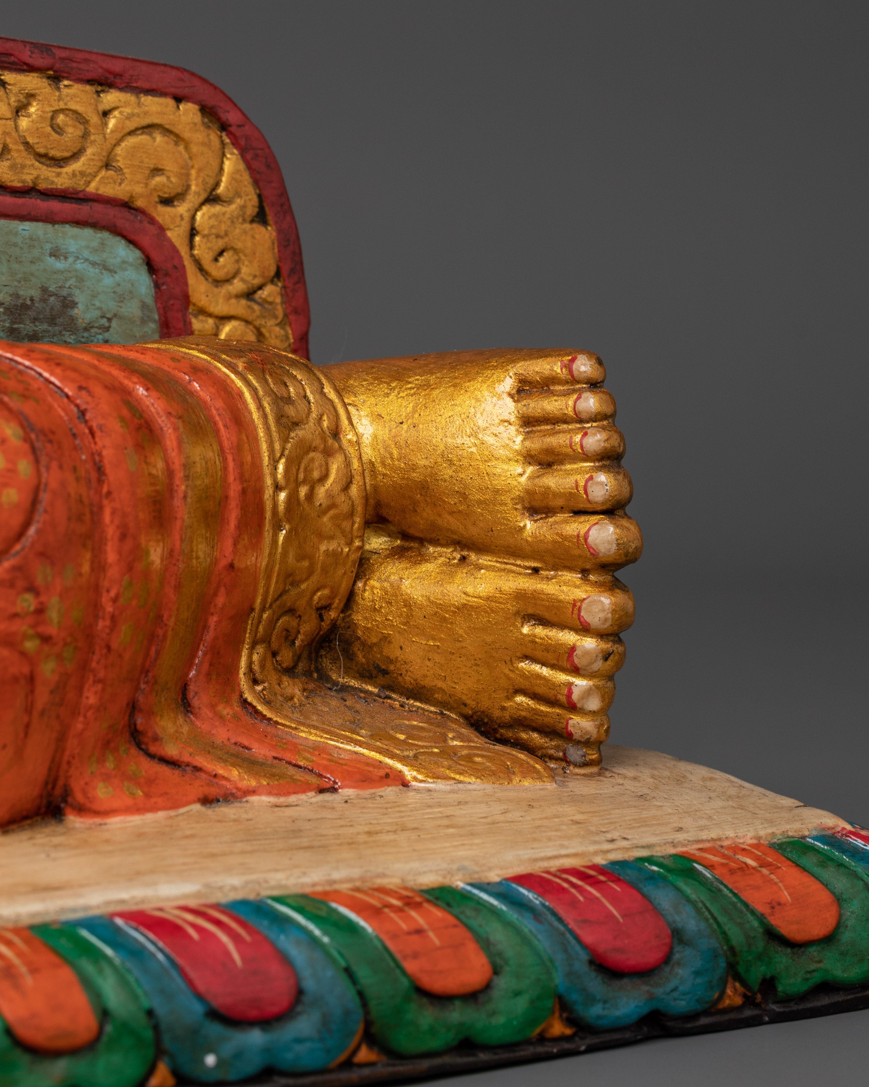 Hand-Carved Wooden Sleeping Buddha Statue | Symbolizing Peace and Enlightenment