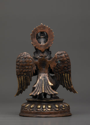 Oxidized Copper Garuda Bird Deity Statue