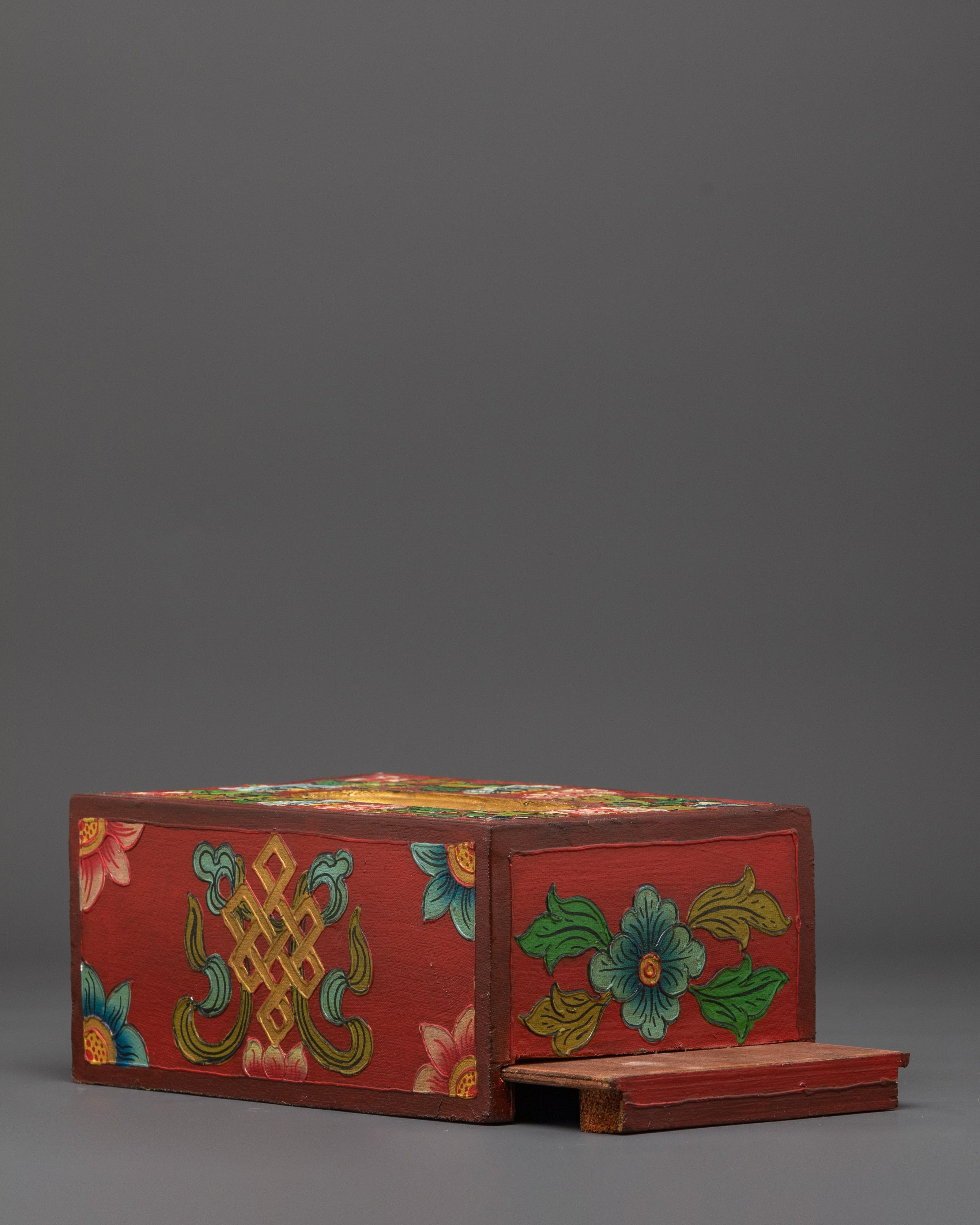 Wooden Tissue Box for Decor | Hand Painted Tibetan Art