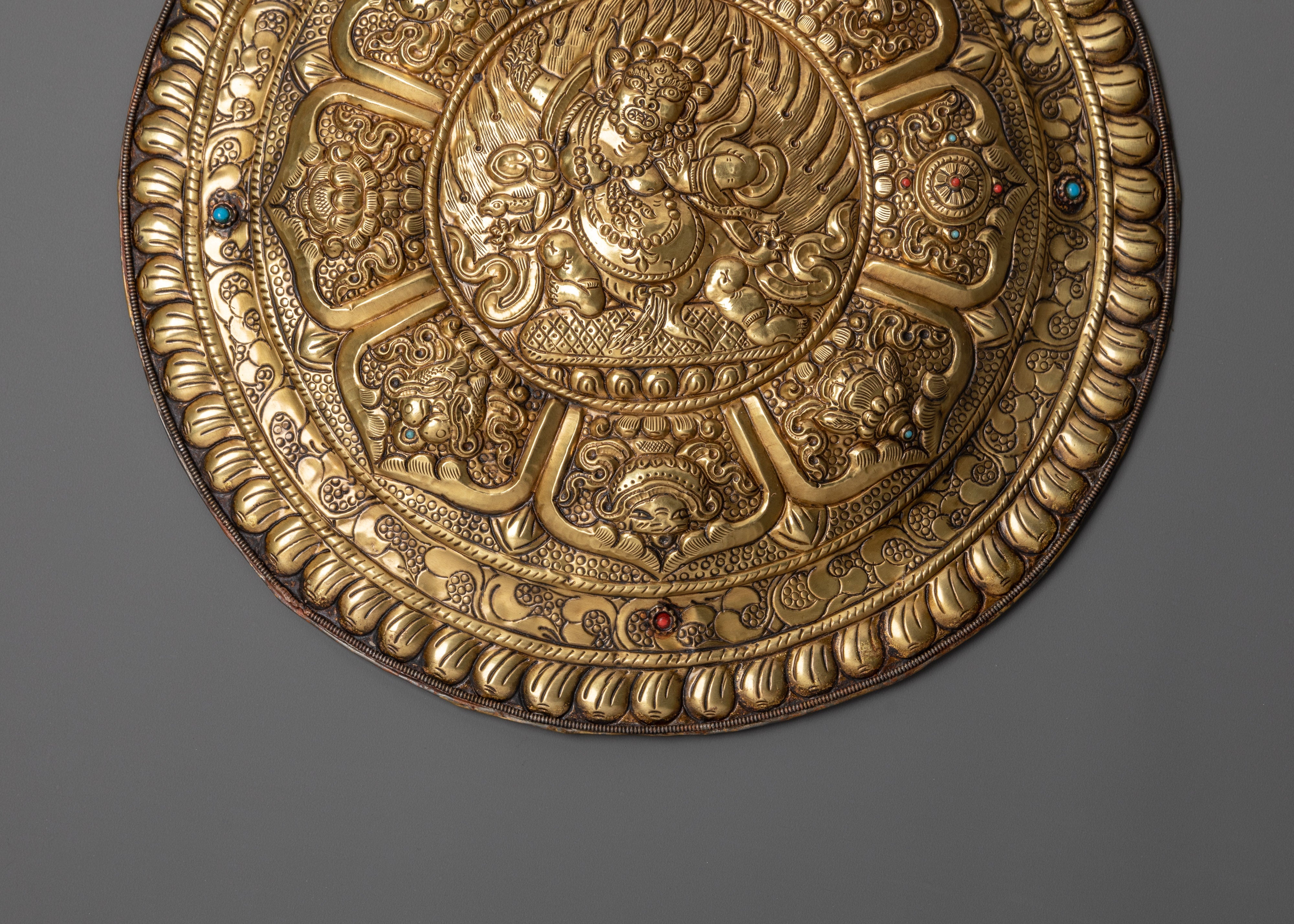 Vajrapani Bodhisattva Wall Hanging | Spiritual Decor with 8 Auspicious Symbols