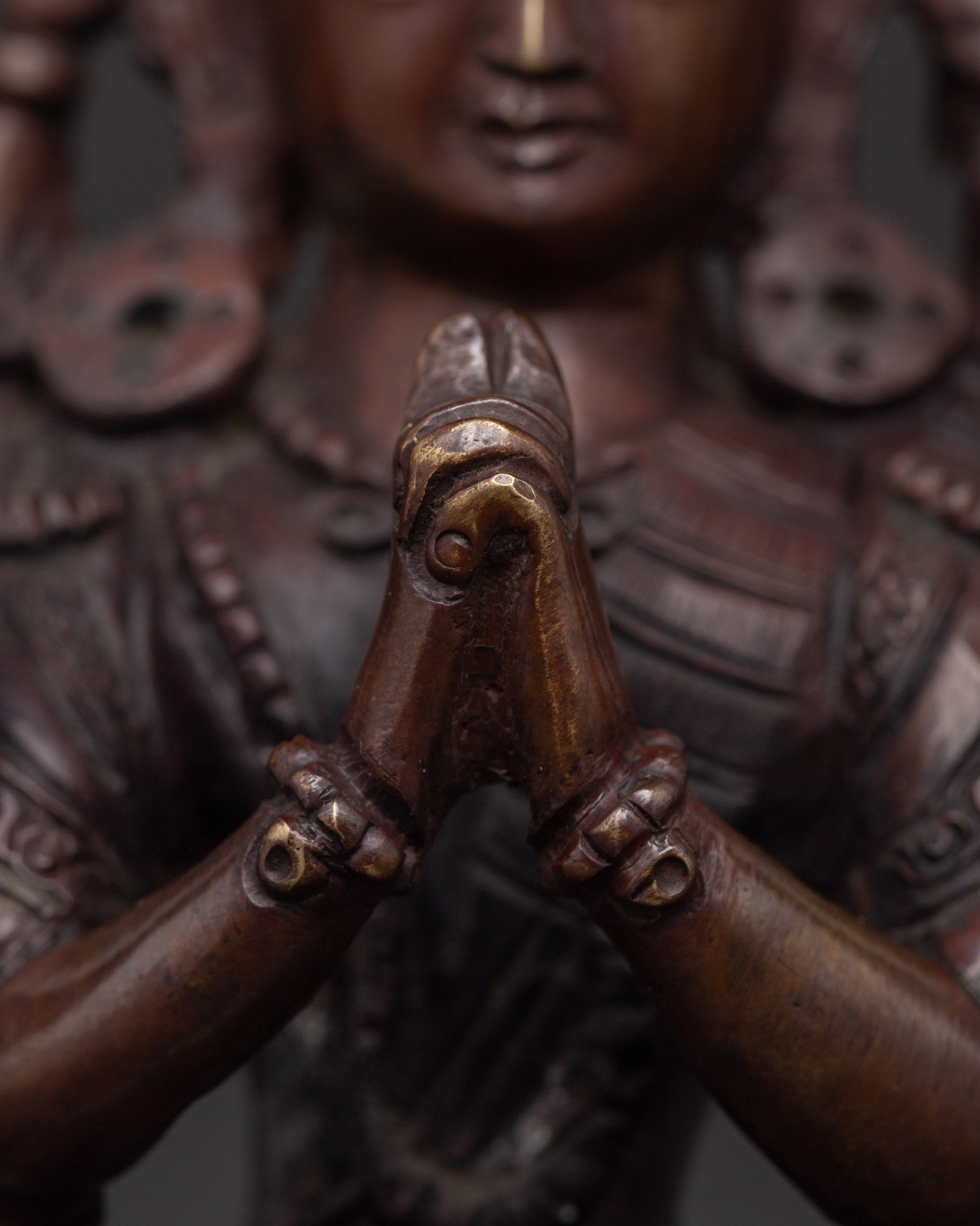 Cundi Bodhisattva Sculpture | Oxidized Copper Statue for Meditation & Altar