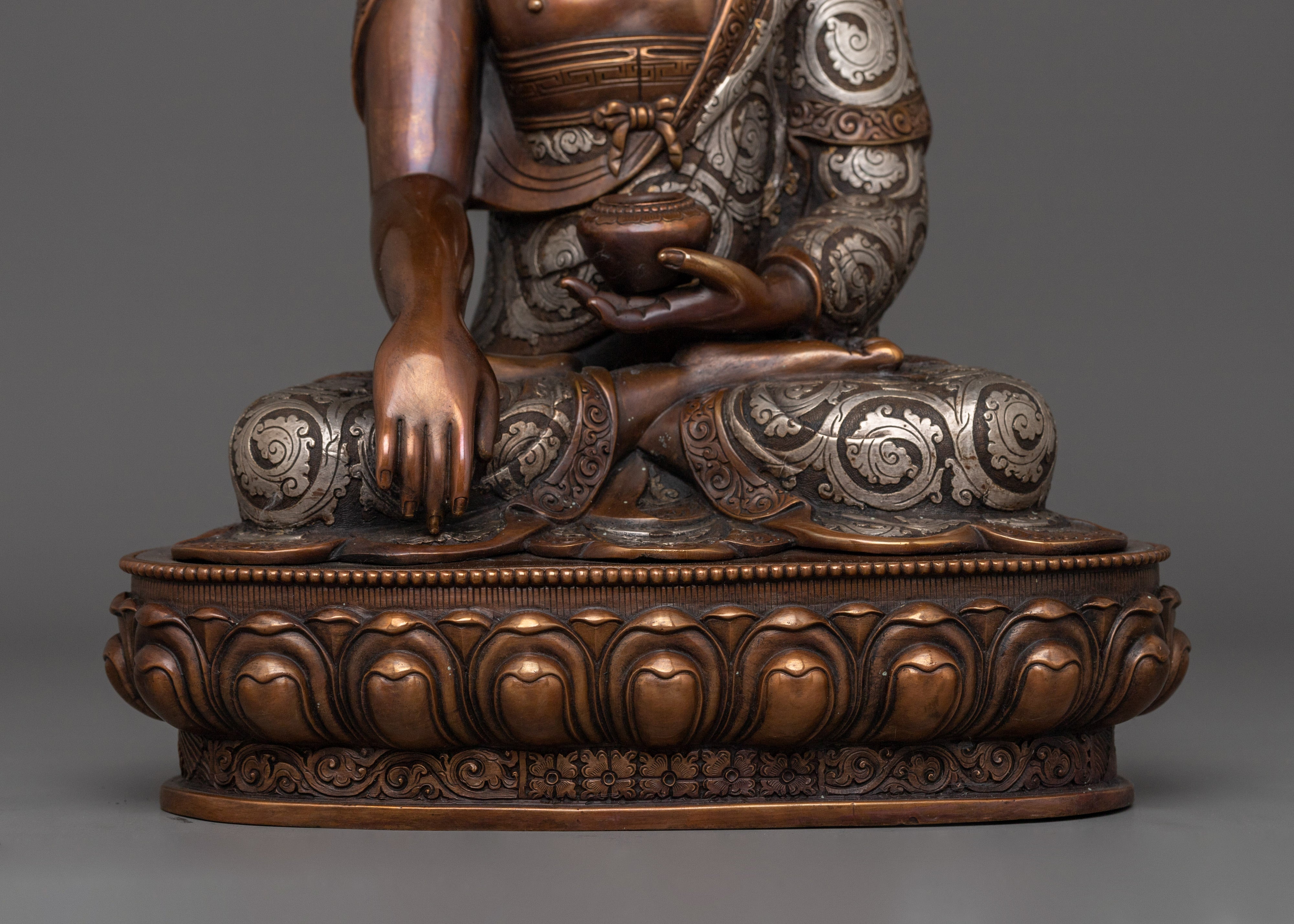 Oxidized Copper Crowned Shakyamuni Buddha | Spiritual Decor