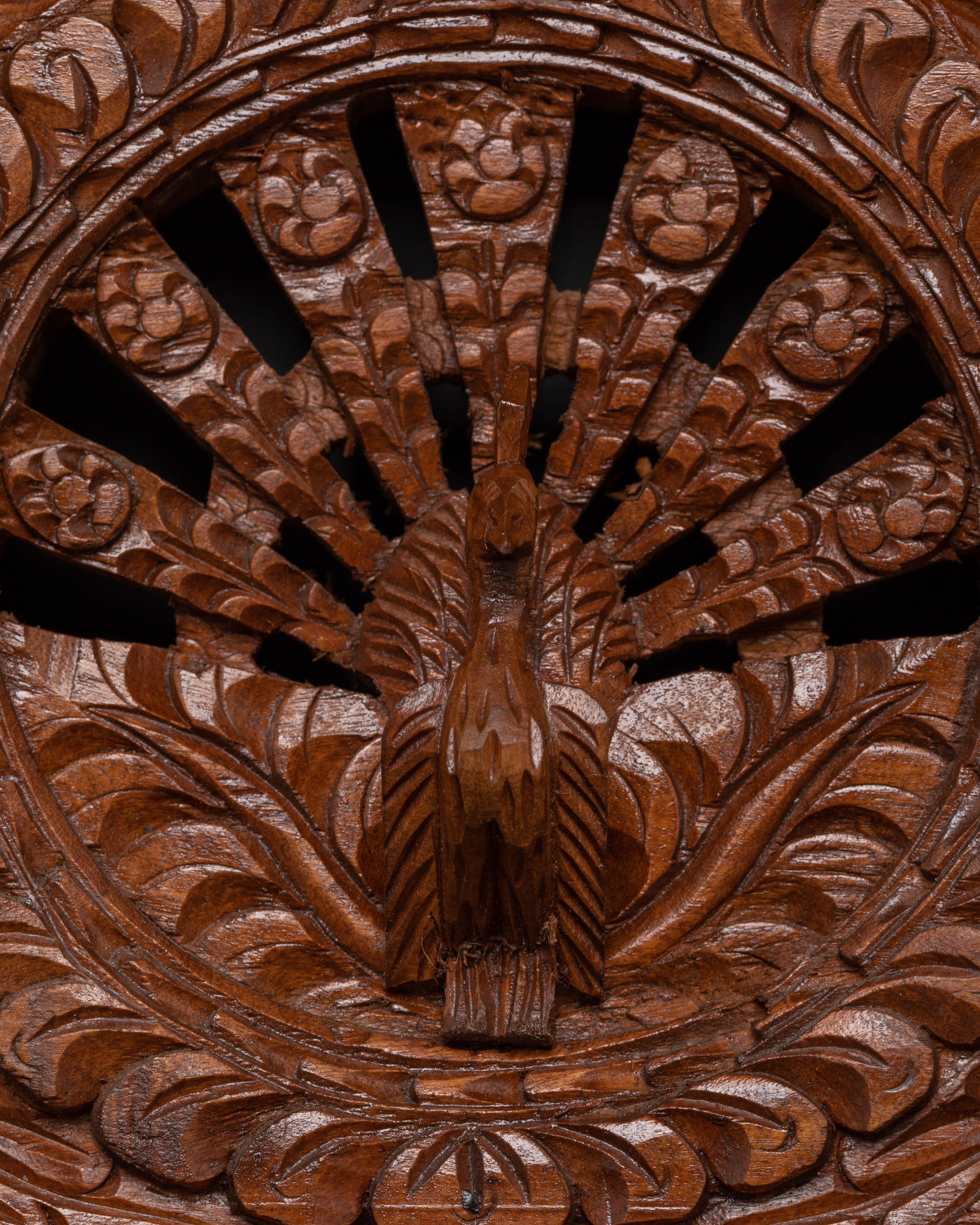 Traditional Wooden Wall Hanging | Peacock Motif Decor