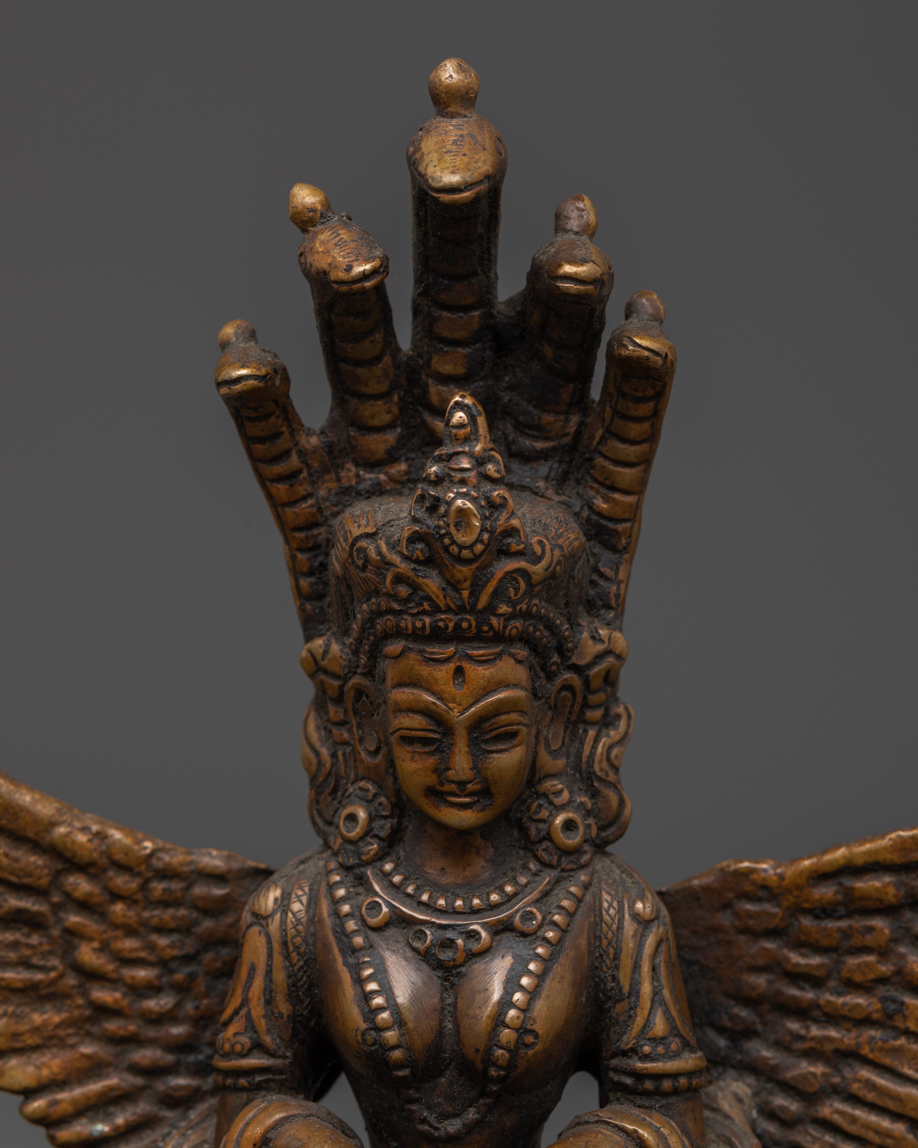 Divine Serpent Deity Naga Kanya Statue | Tibetan Buddhist Snake Goddess Sculpture