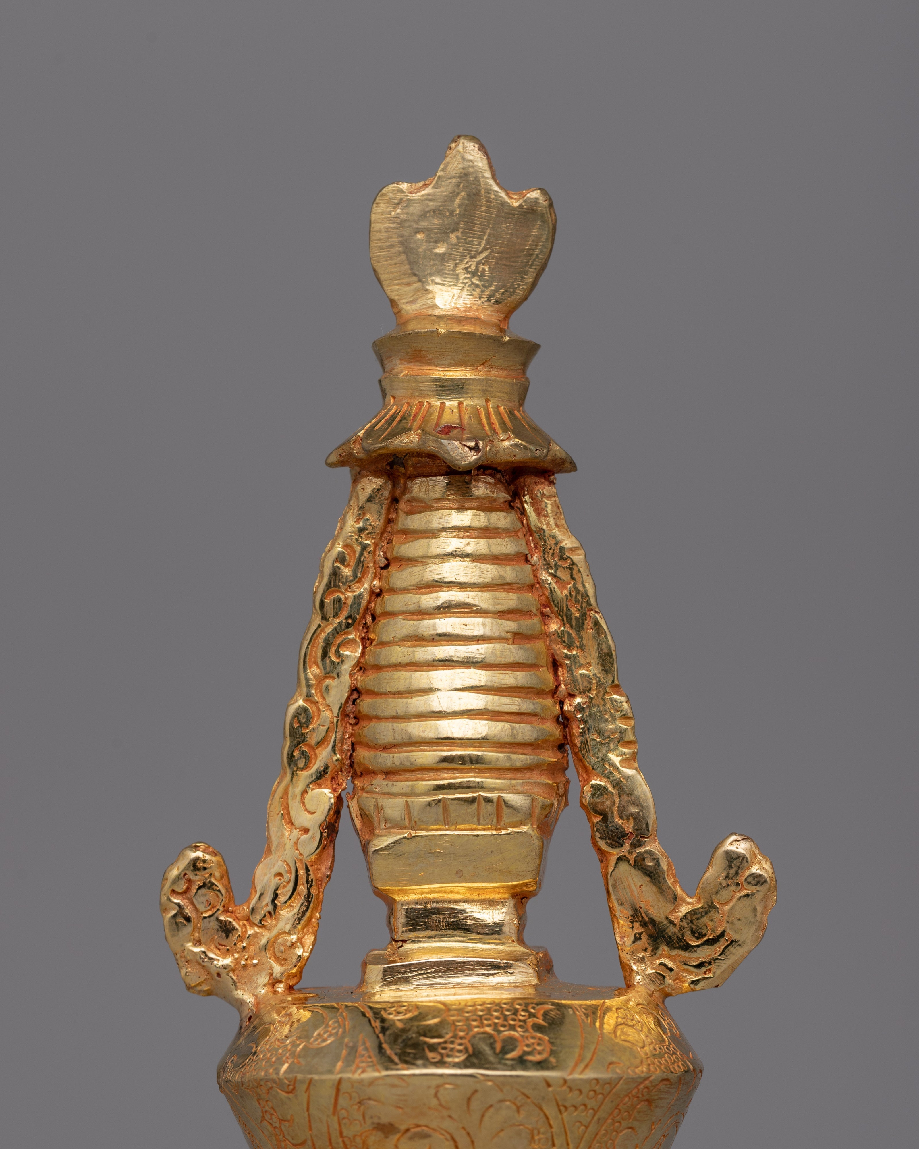 Tibetan Gold-Plated Tibetan Stupa with Intricate Design |  Perfect for Buddhist Rituals and Decor