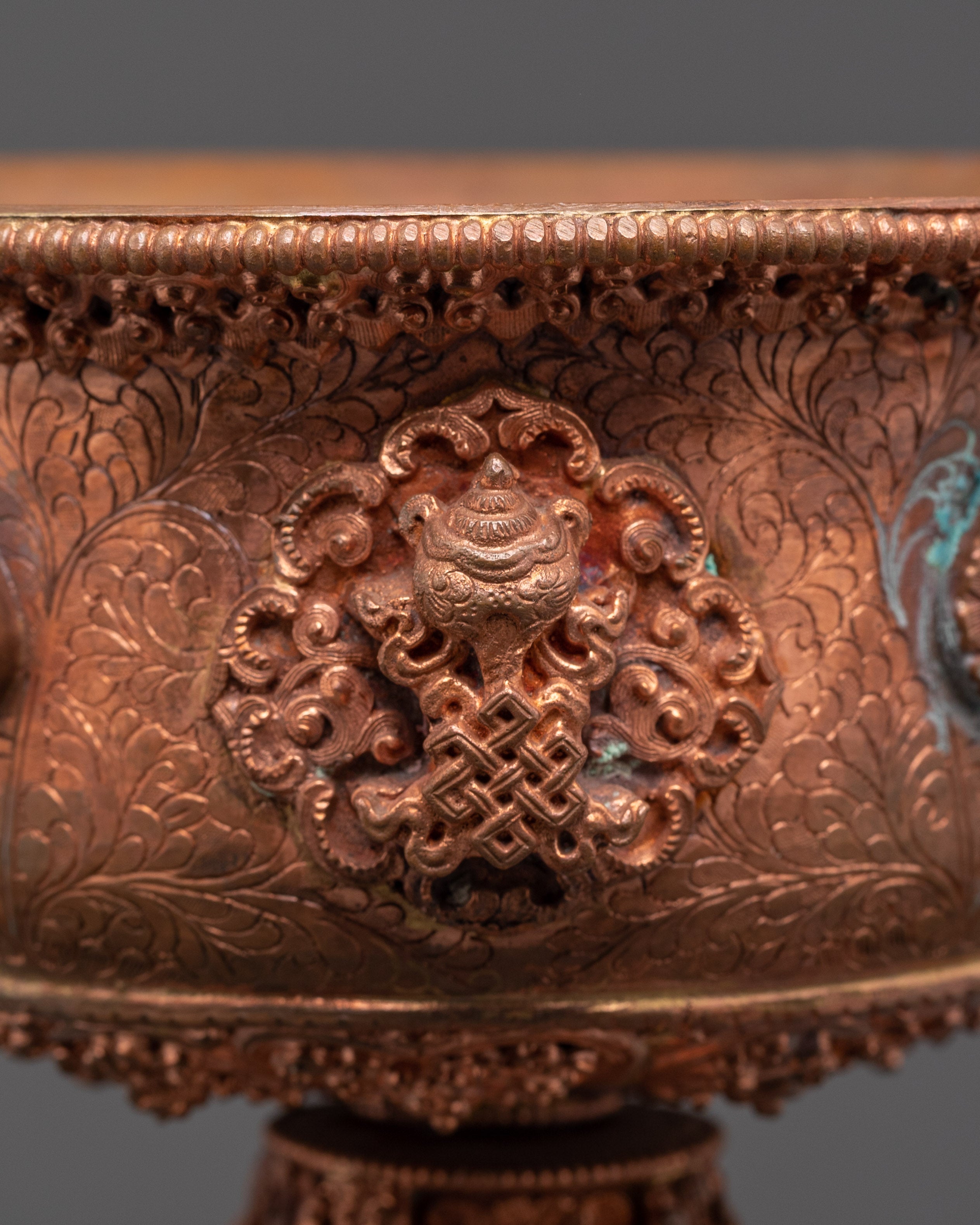 Copper Carved Butter Lamp | Buddhist Shrine and Meditation