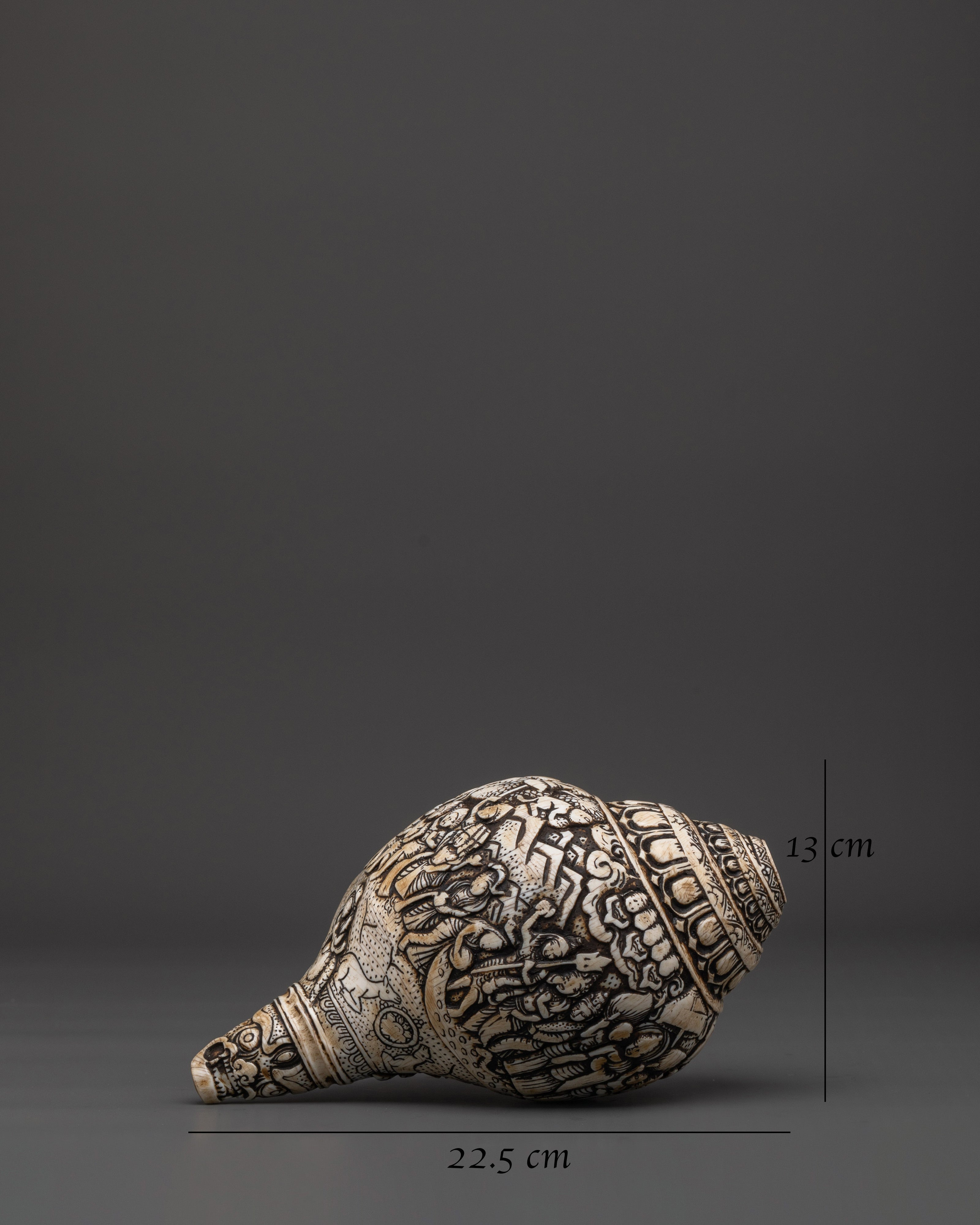 Hand-Carved Ritual Conch Shell | Tibetan Buddhist Shankha with Deity