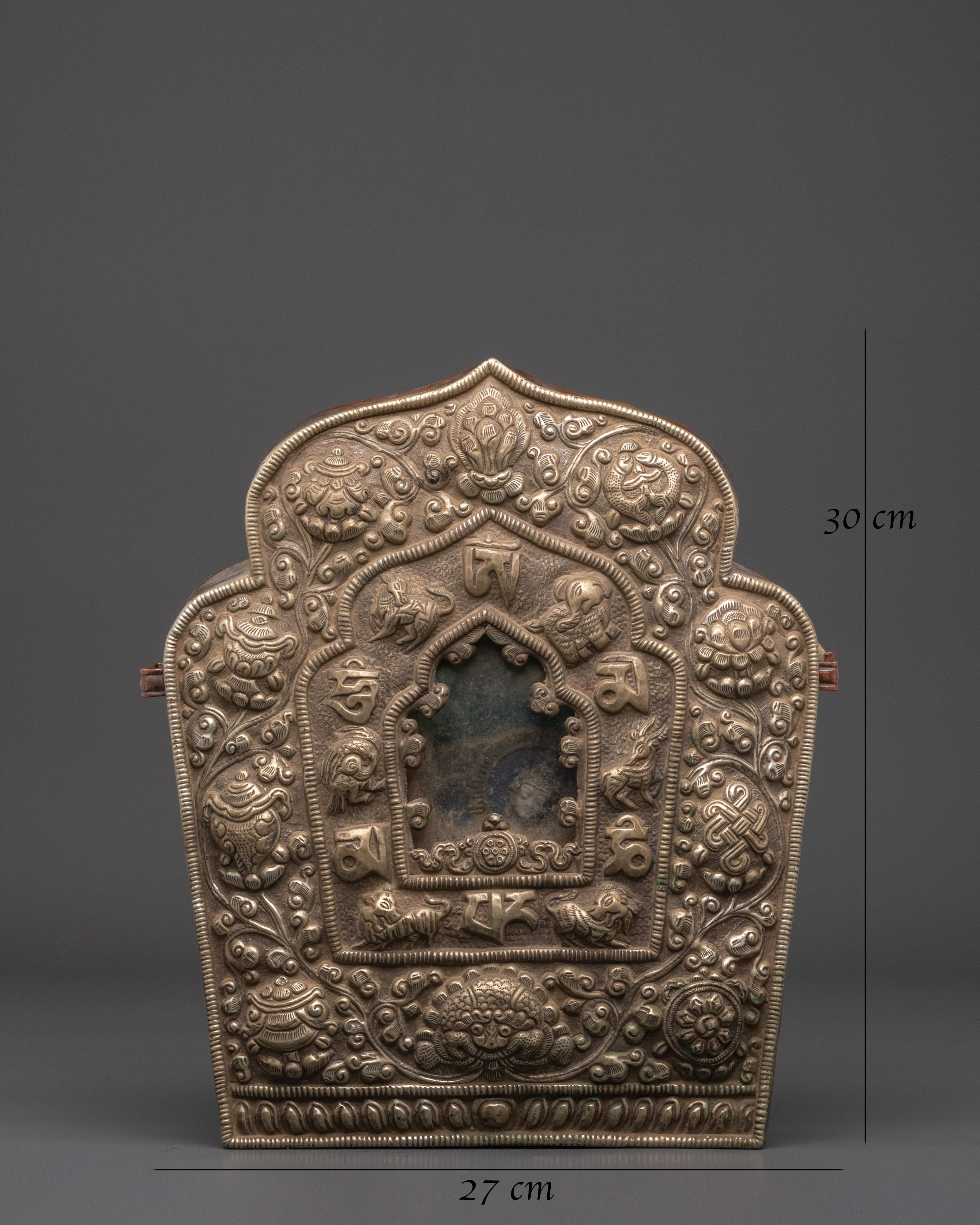 Buddhist Ghau Box with Symbols | Handcrafted Tibetan Shrine Box