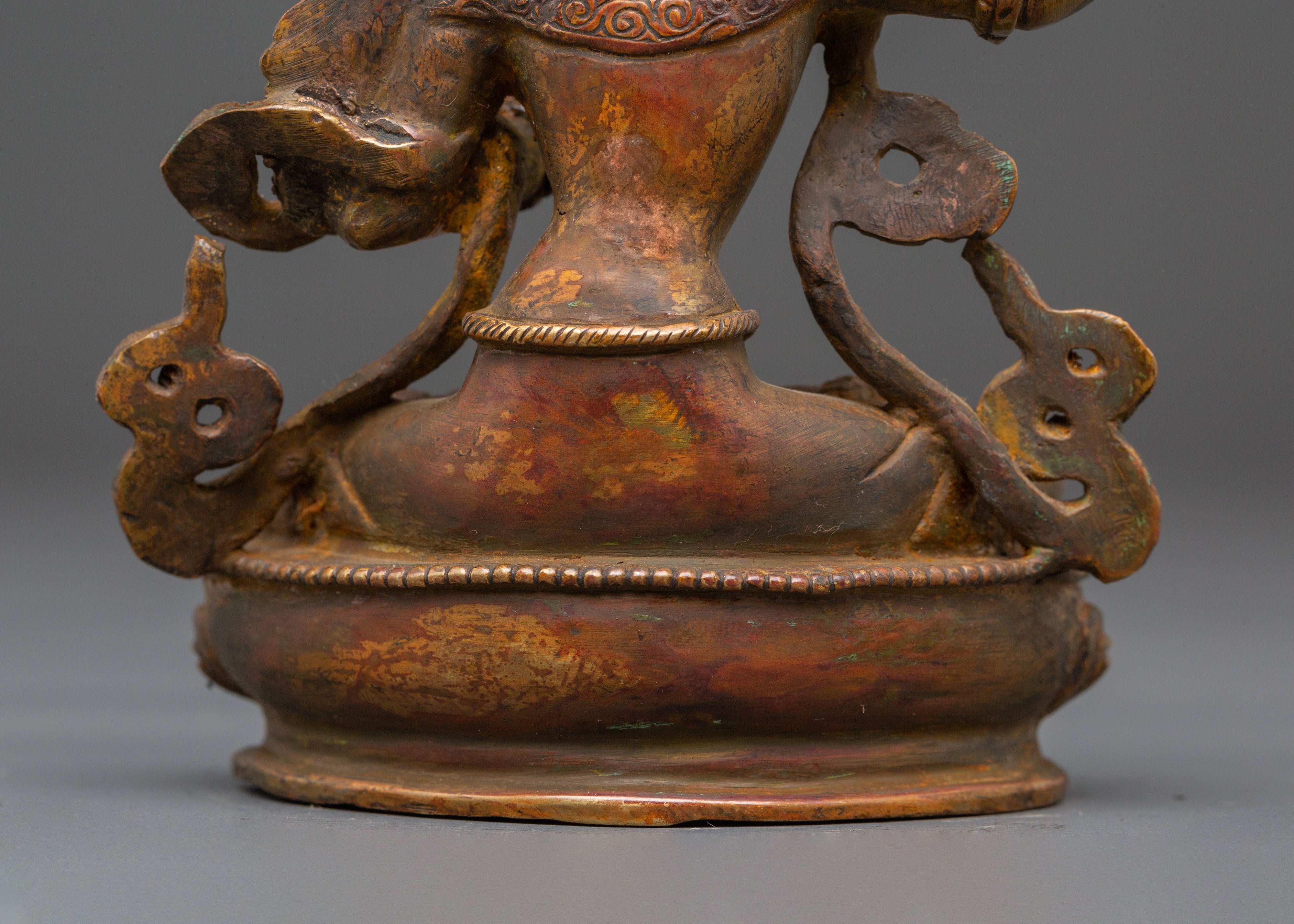 Handcrafted Copper Manjushri Statue | Wisdom Buddha Meditation Sculpture
