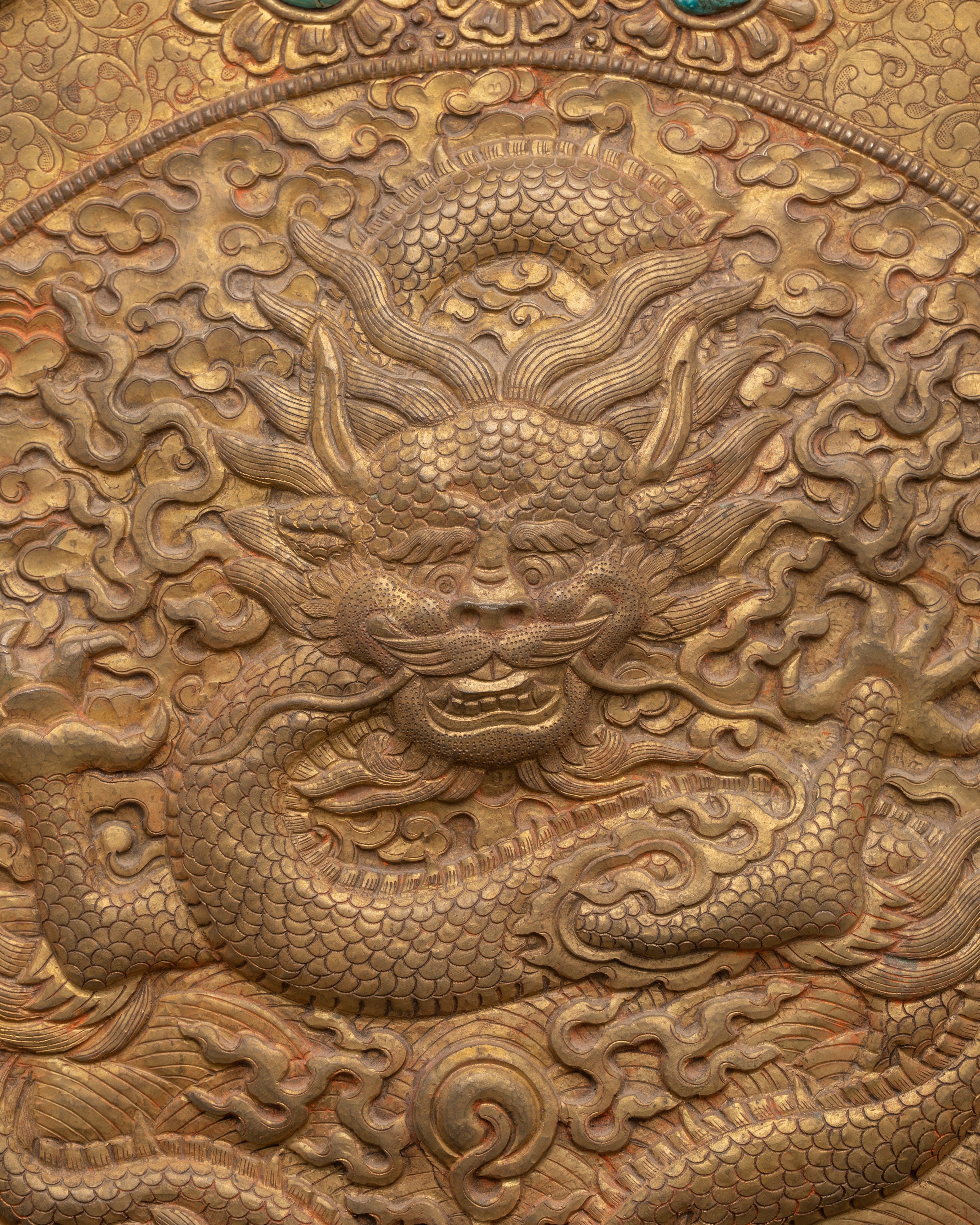 Handcrafted Brass Wall Hanging | Dragon Carved Sacred Wall Hanging