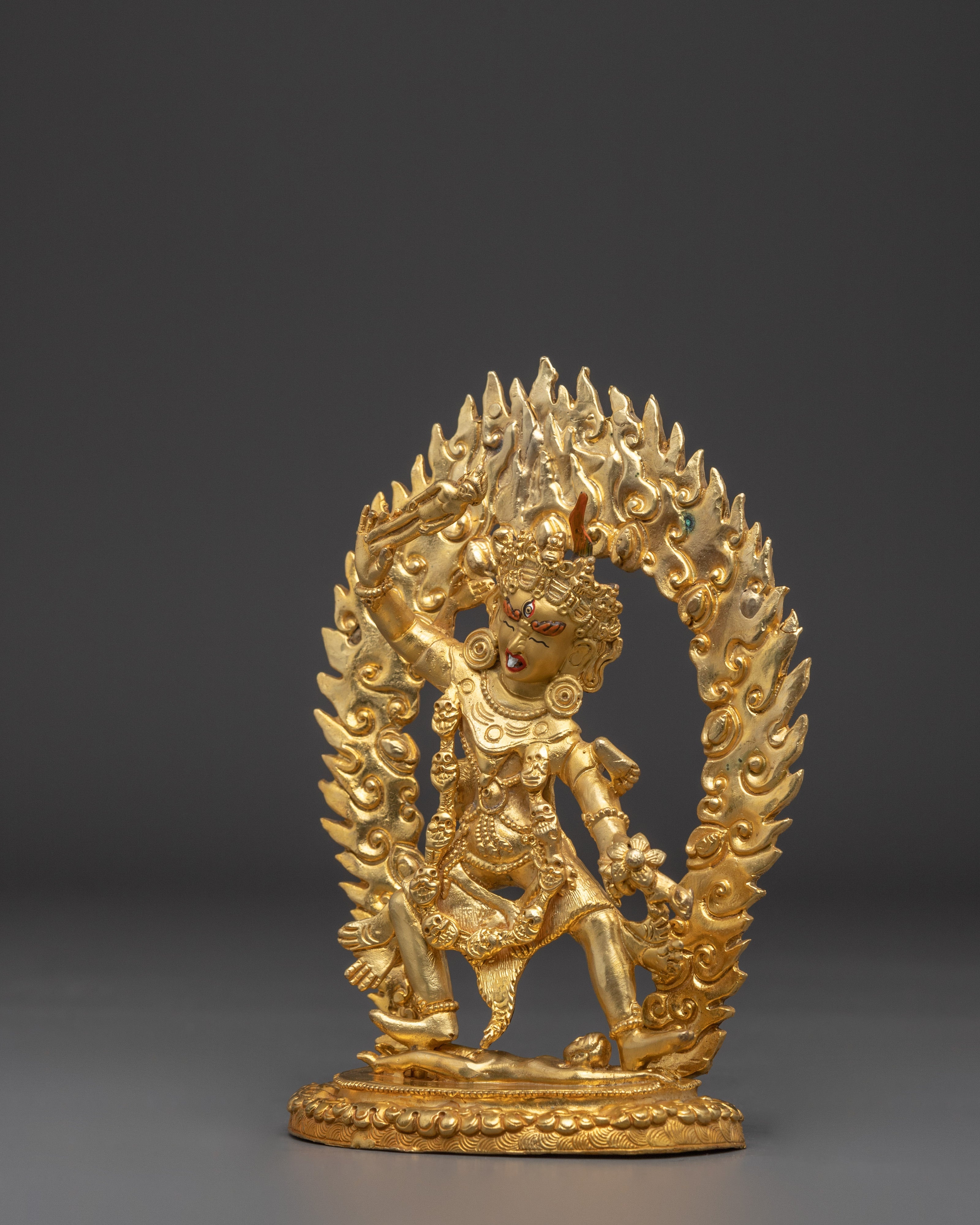 Gold Plated Ekajati Statue | Tibetan Buddhist Wrathful Deity for Spiritual Protection