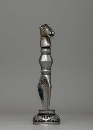 Hand-Carved Horse-Headed Iron Phurba for Ritual Practices |  Spiritual Transformation