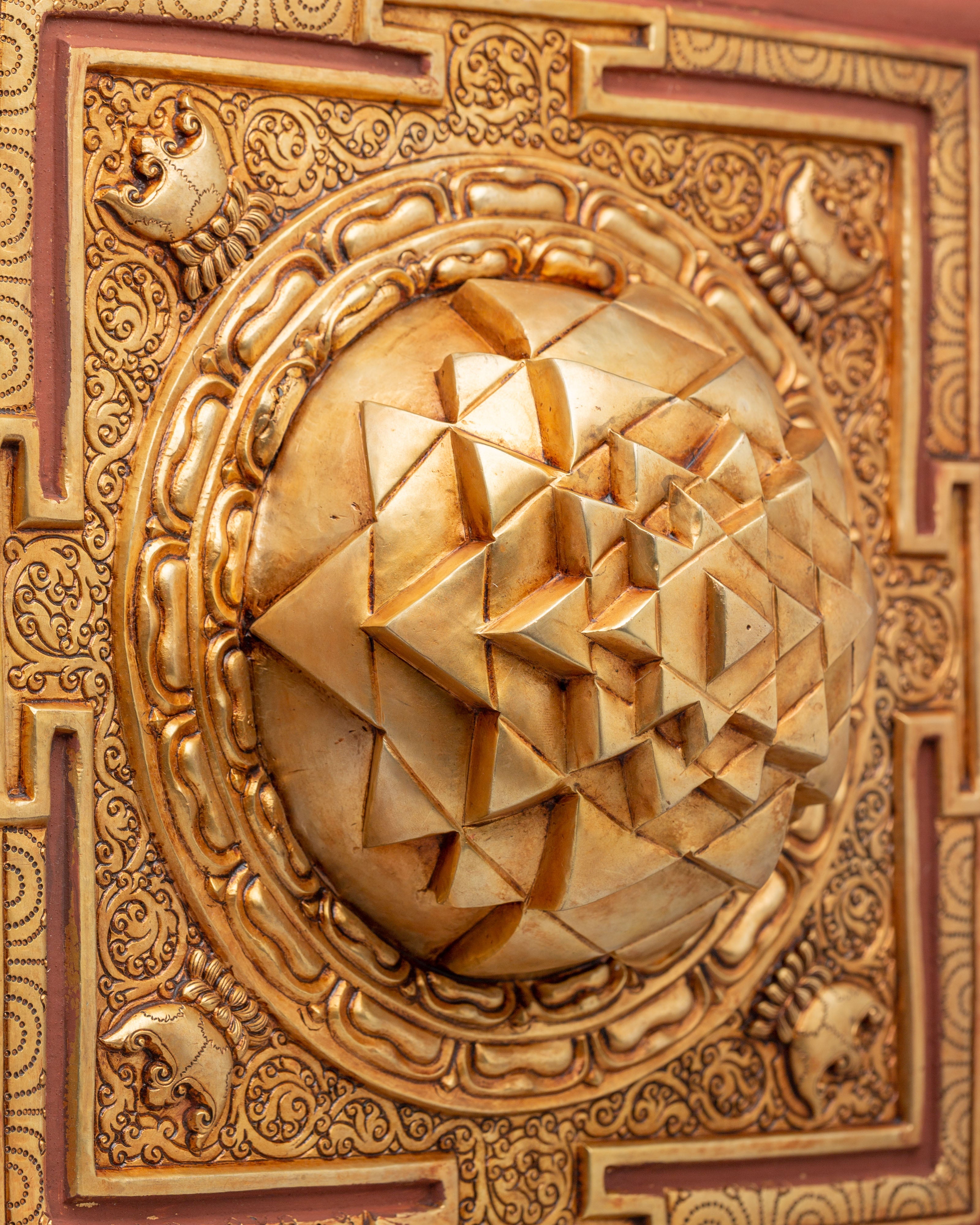 Handcrafted Sri Yantra Mandala Decor | Copper Artwork for Spiritual Energy