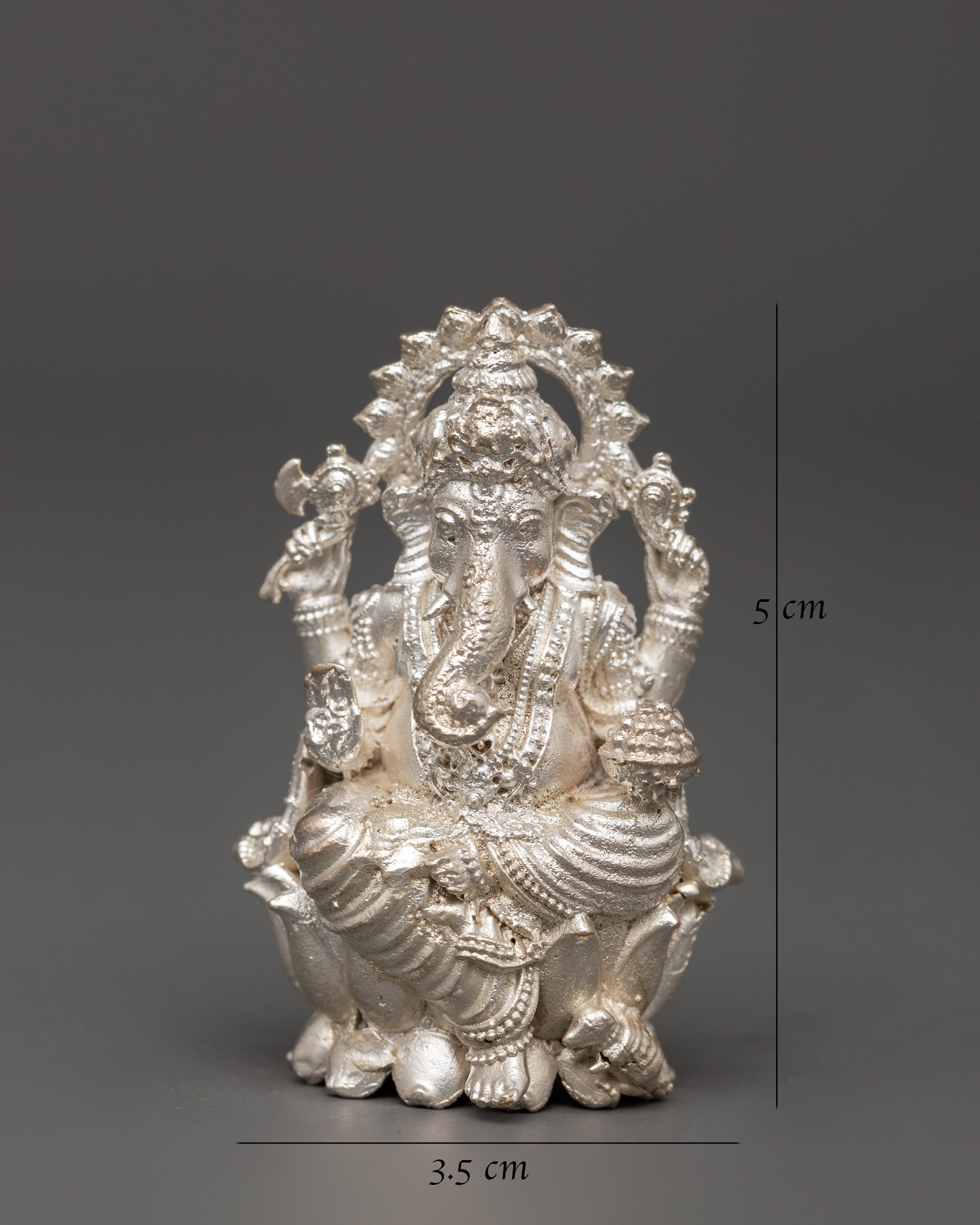Sacred Silver Figurine of Hindu Deity Ganesha