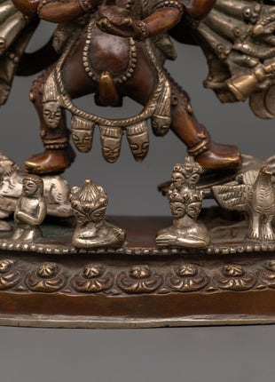 Silver-Plated Yamantaka Statue | Wrathful Buddhist Deity for Protection & Transformation