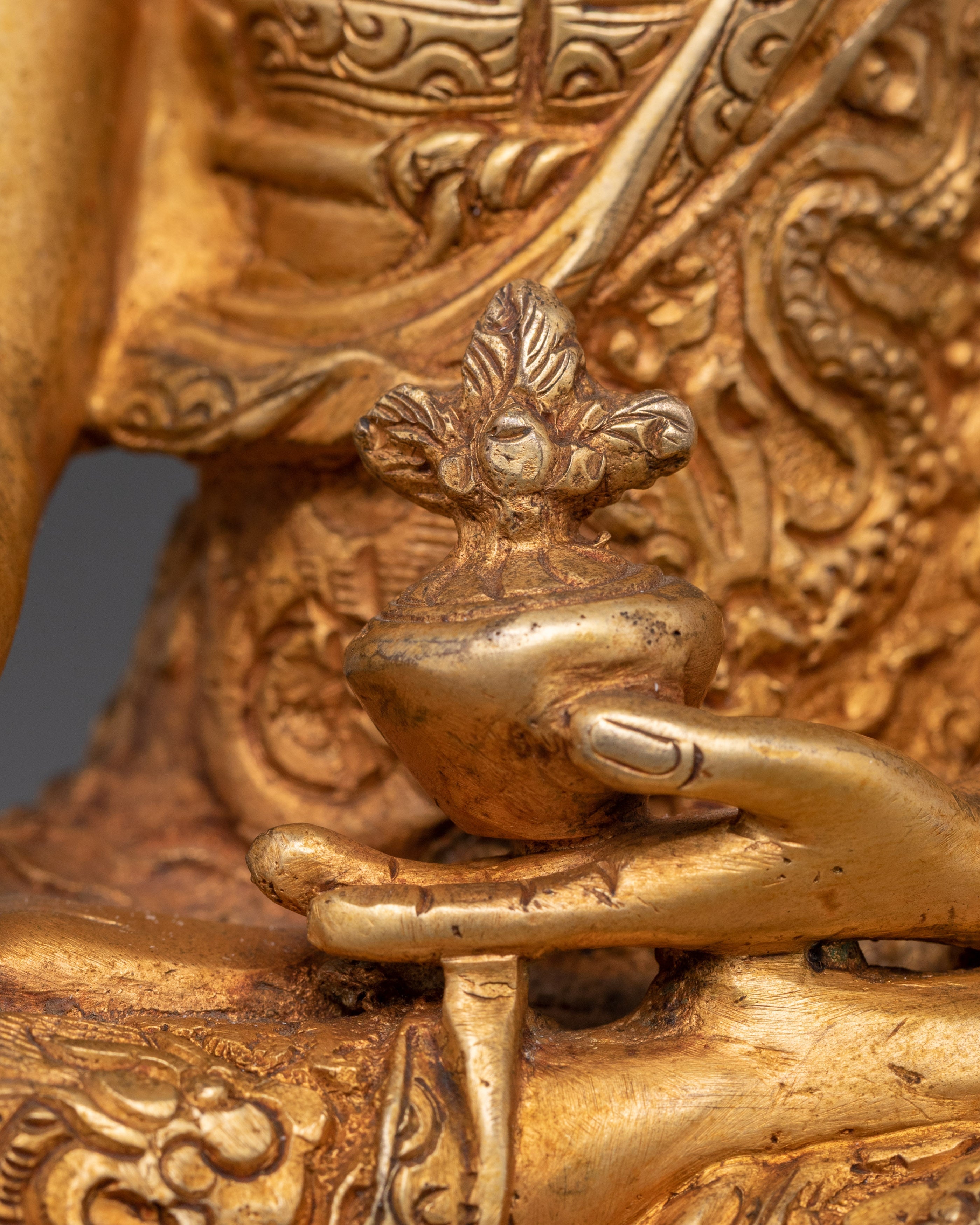 Handcrafted Bhaisajyaguru Statue | Copper Gold Plated Healing Buddha