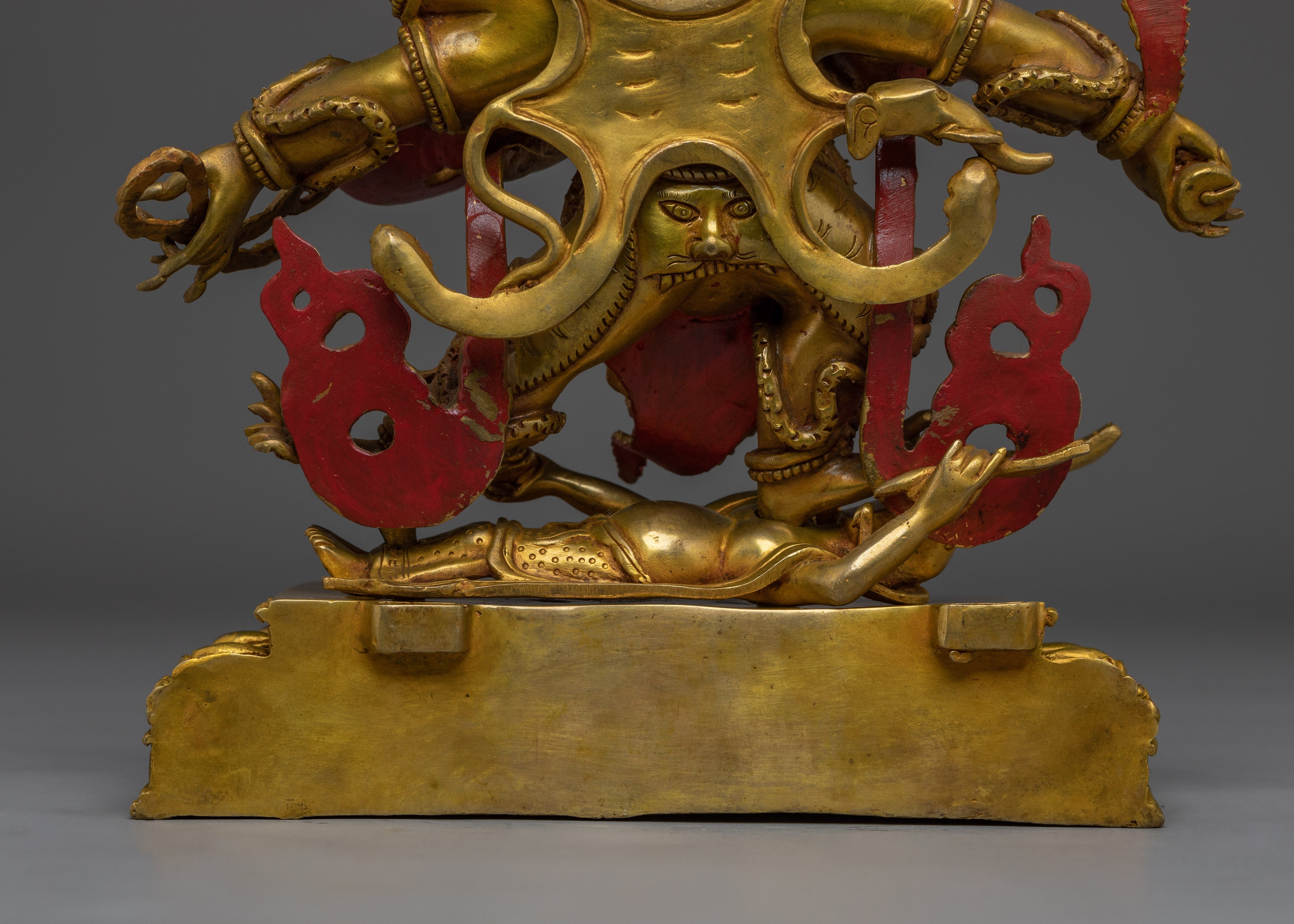 Six-Armed Mahakala Statue in 24K Gold Gilding | Transformation, and Spiritual Enlightenment