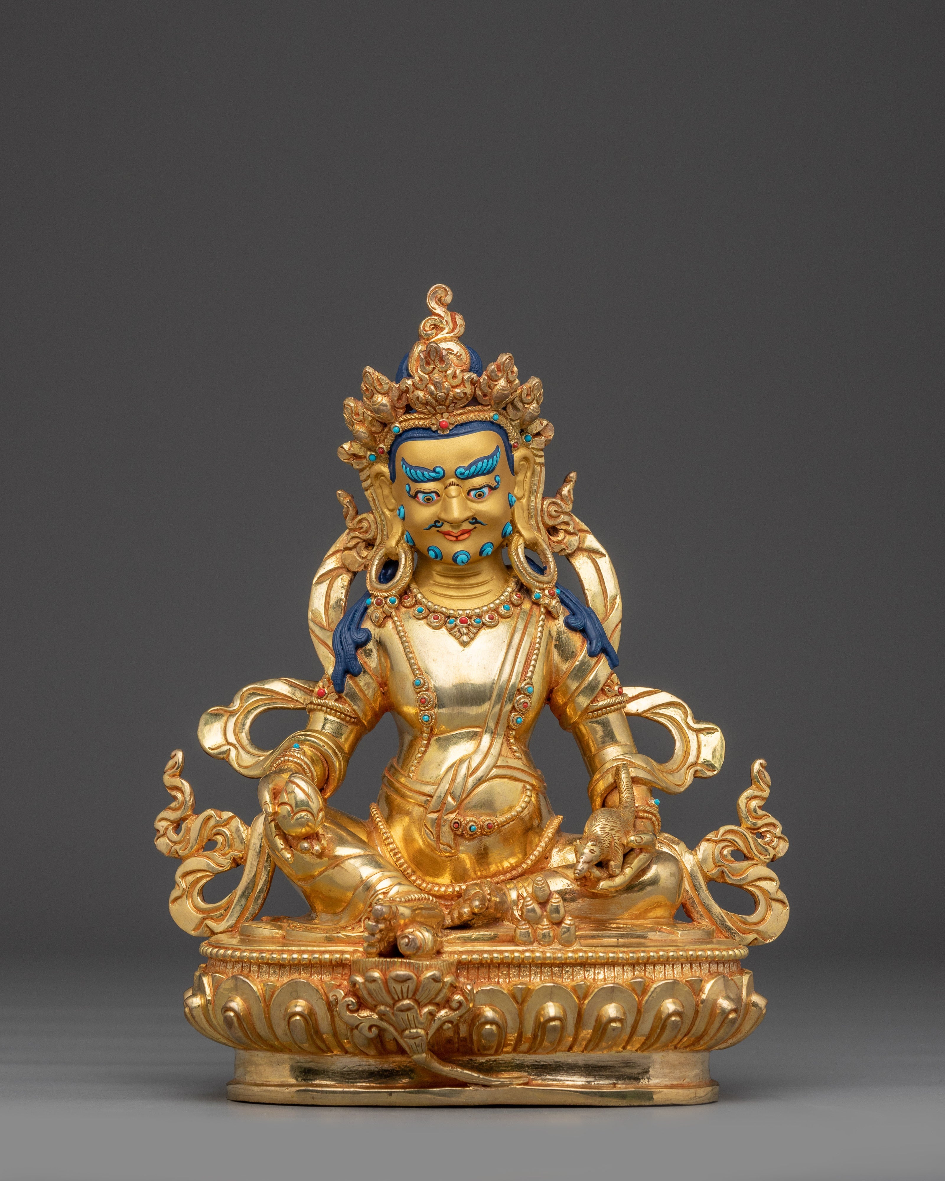 Golden Statue of Wealth Symbol Dzambhala