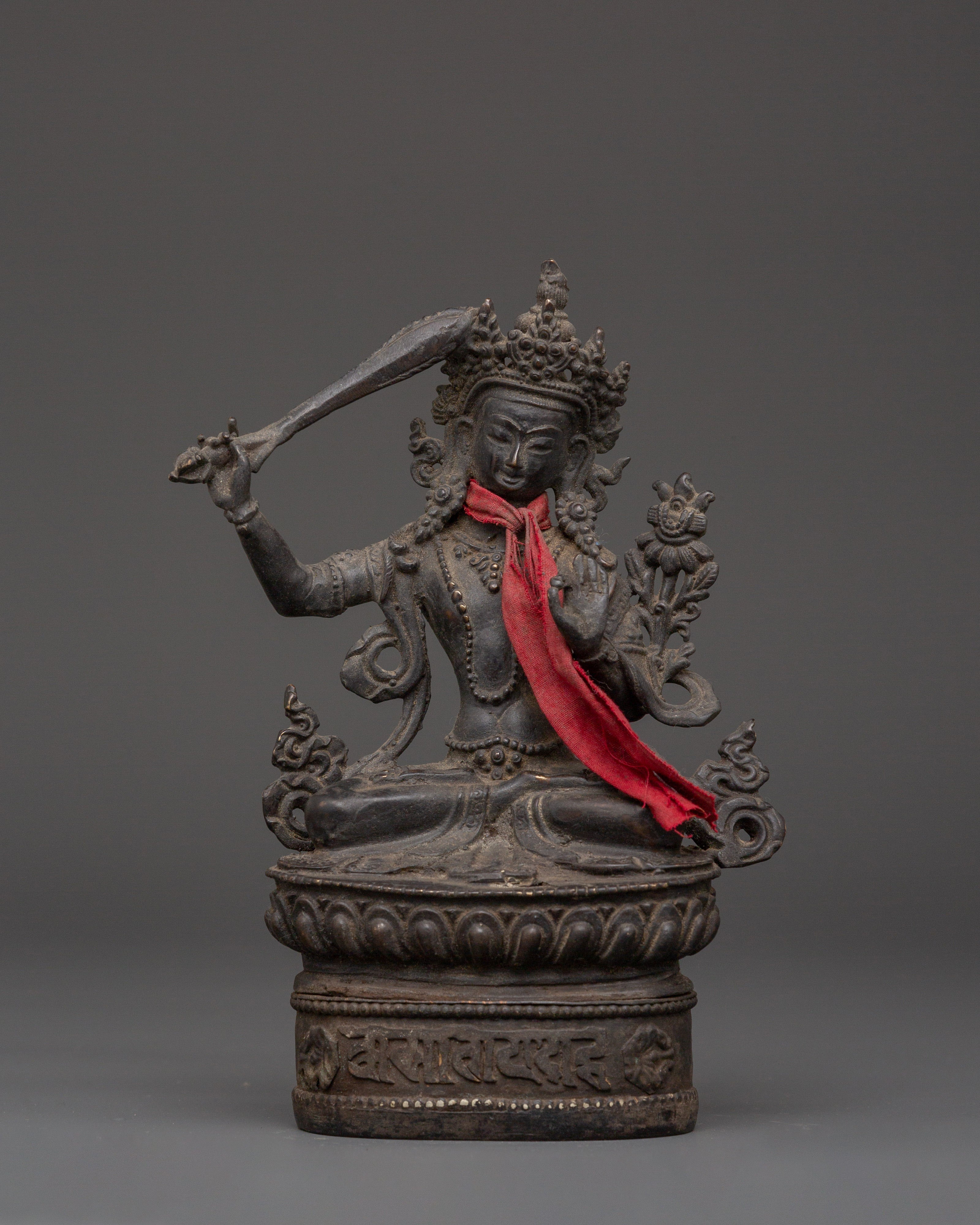 Handcrafted Manjushri Wisdom Bodhisattva Sculpture