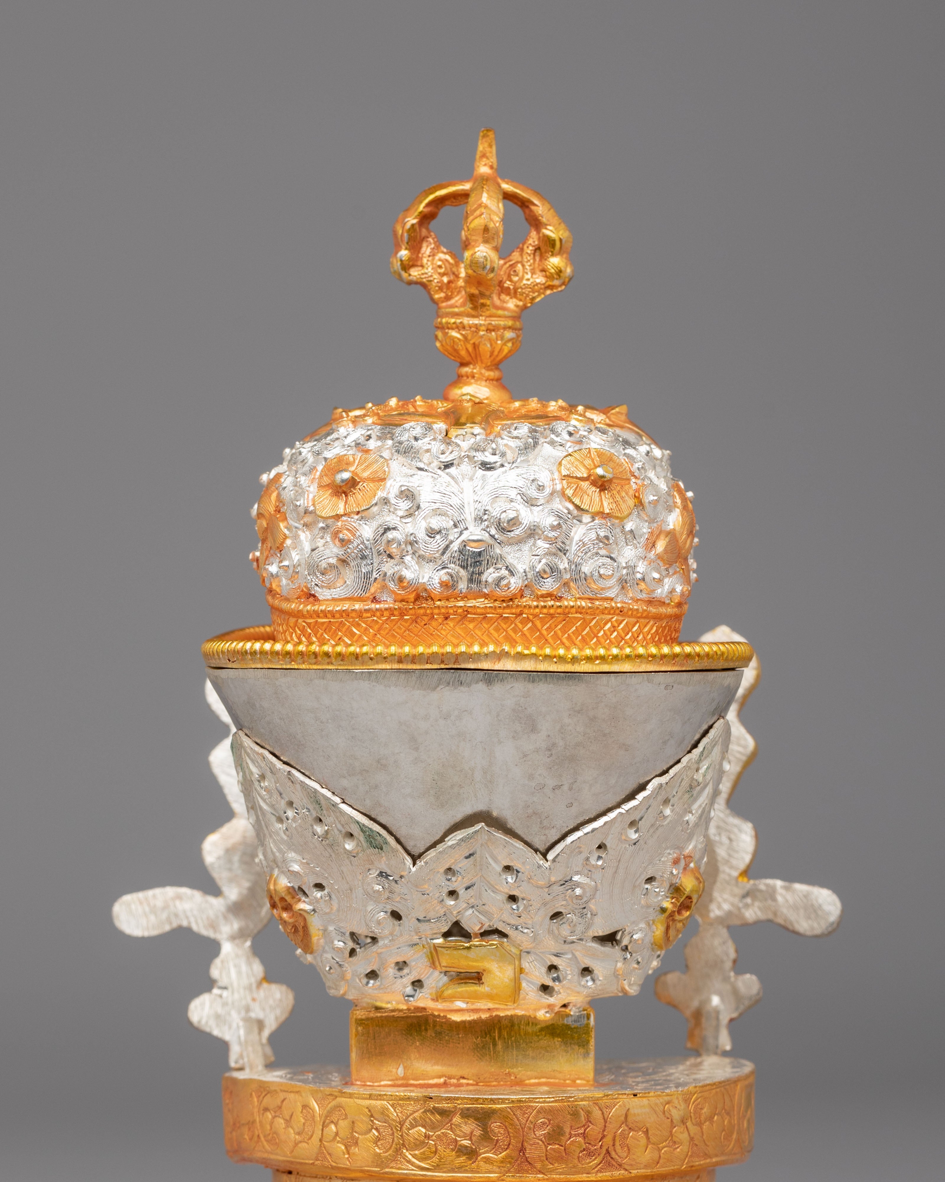 Buddhist Ritual Kapala Set | Gold and Silver Plated Vessels