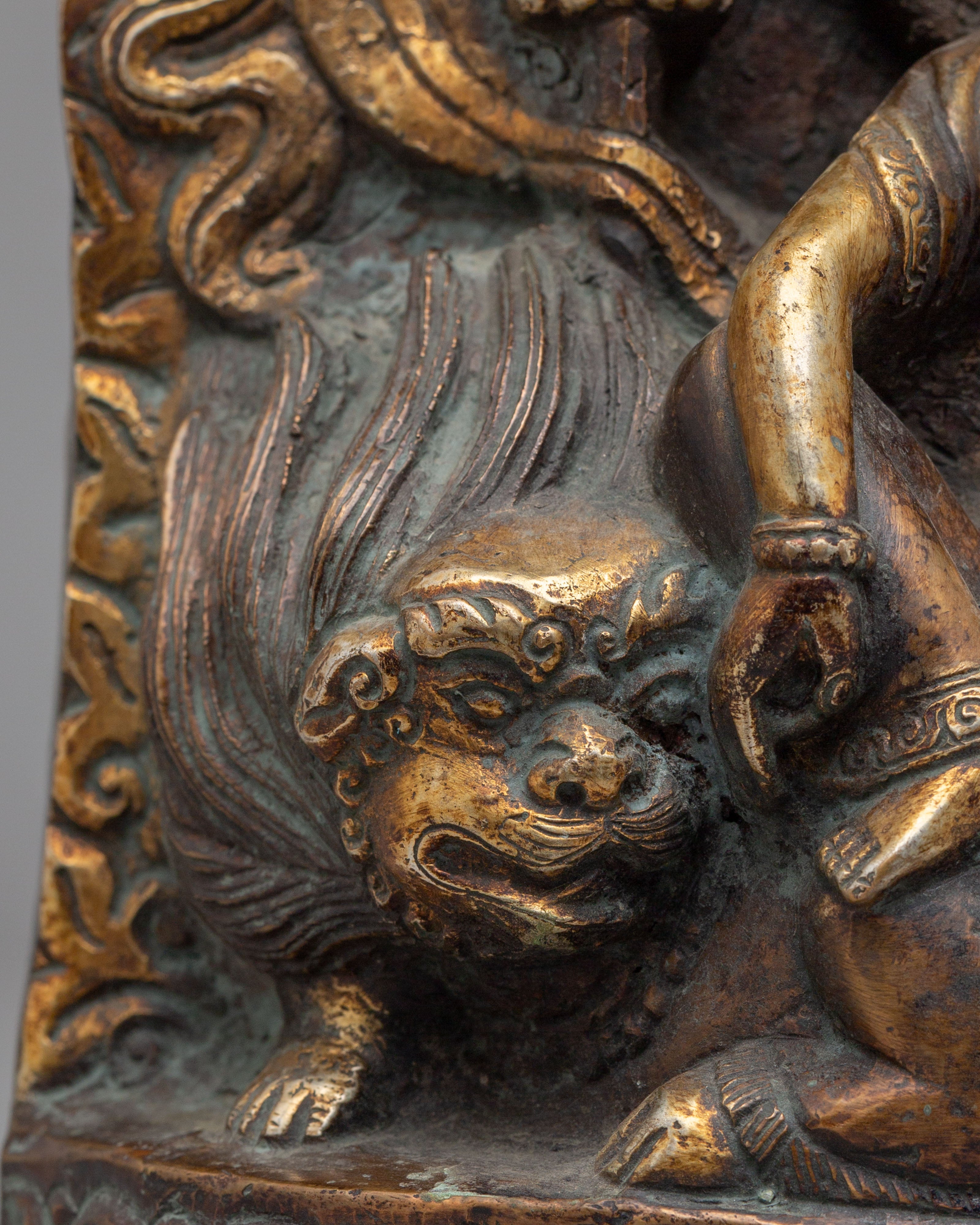Tibetan Simhanada Lokeshvara Sculpture | Sacred Buddhist Statue