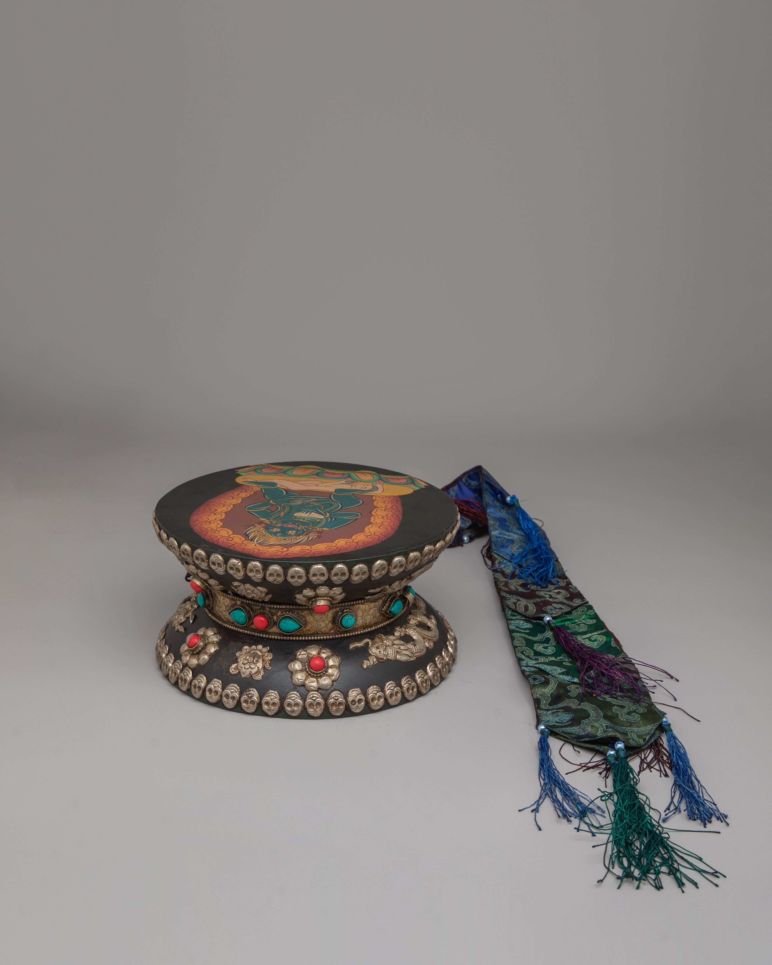 Vajrayana Buddhist Damaru | Traditional Handcrafted Tibetan Ritual Drum