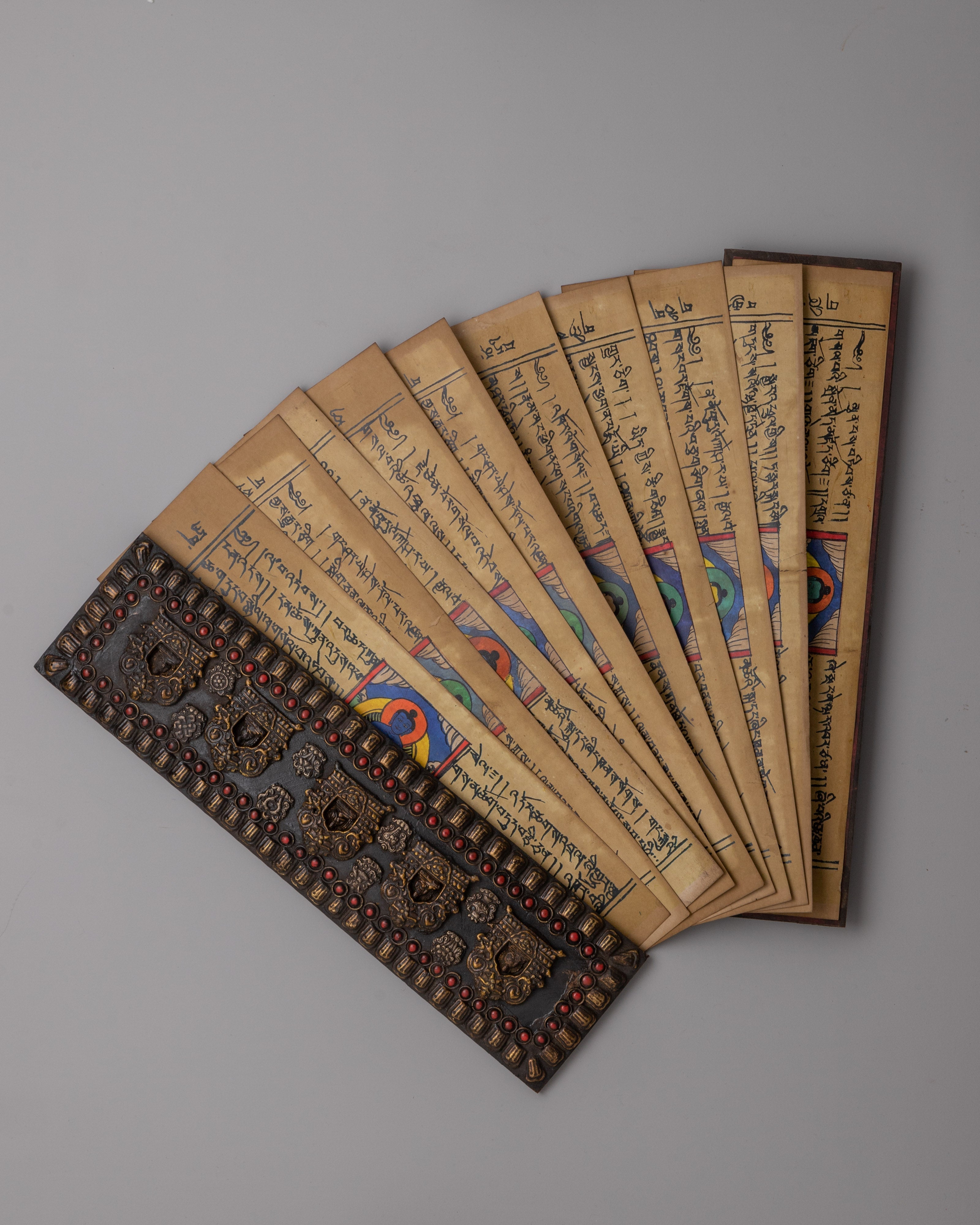 Handcrafted Tibetan Book Cover | Buddhist Ritual and Sacred Text Decor