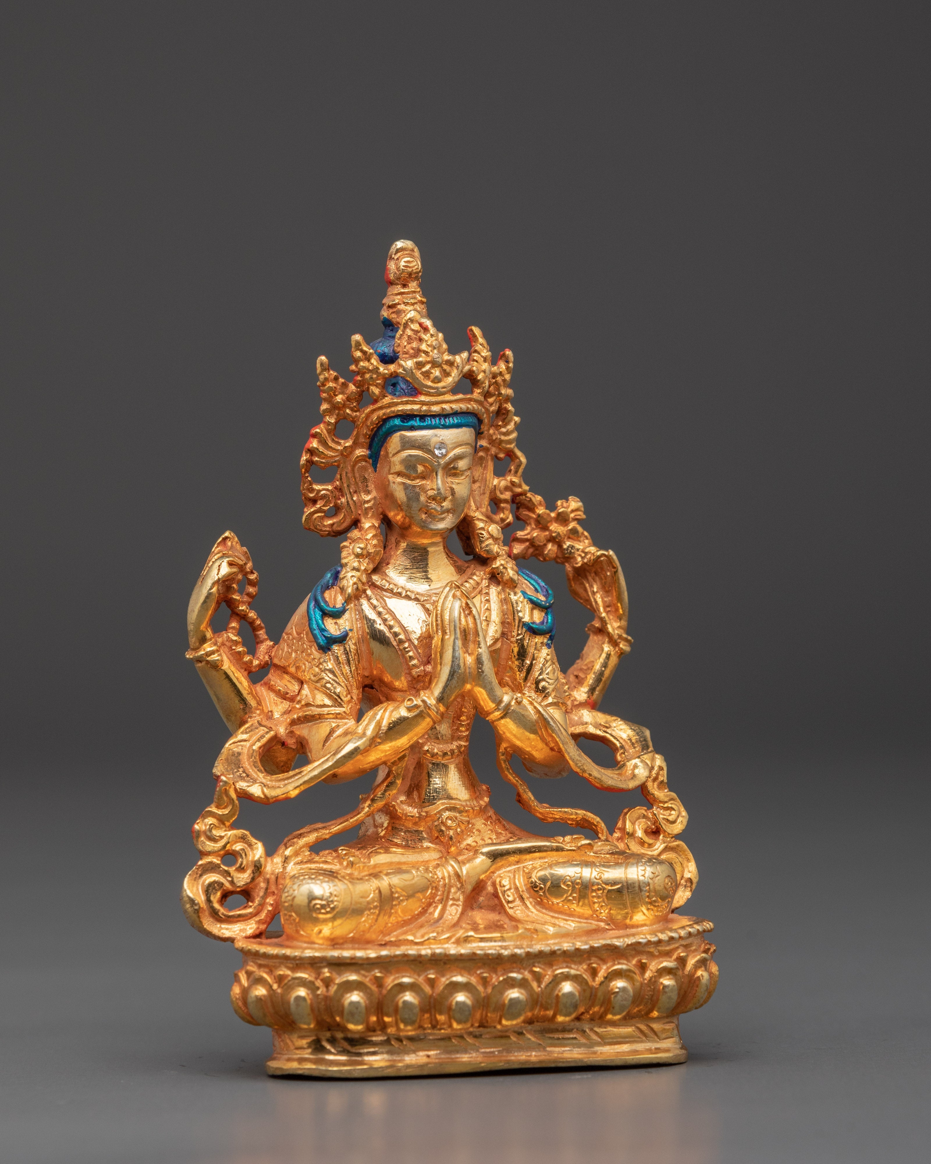 Four Armed Bodhisattva Chenrezig Statue | Tibetan Buddhist Deity of Compassion