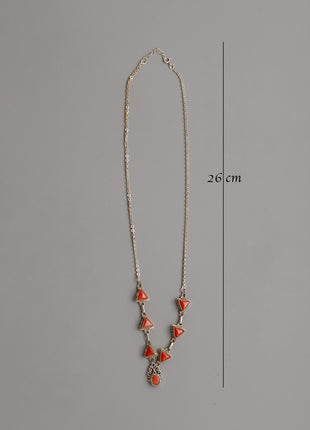 Silver and Triangle Coral Necklace | Perfect for Daily Wear