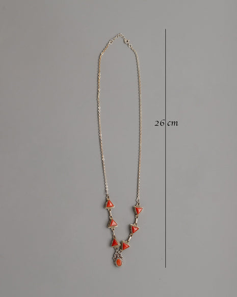 Silver and Triangle Coral Necklace | Perfect for Daily Wear