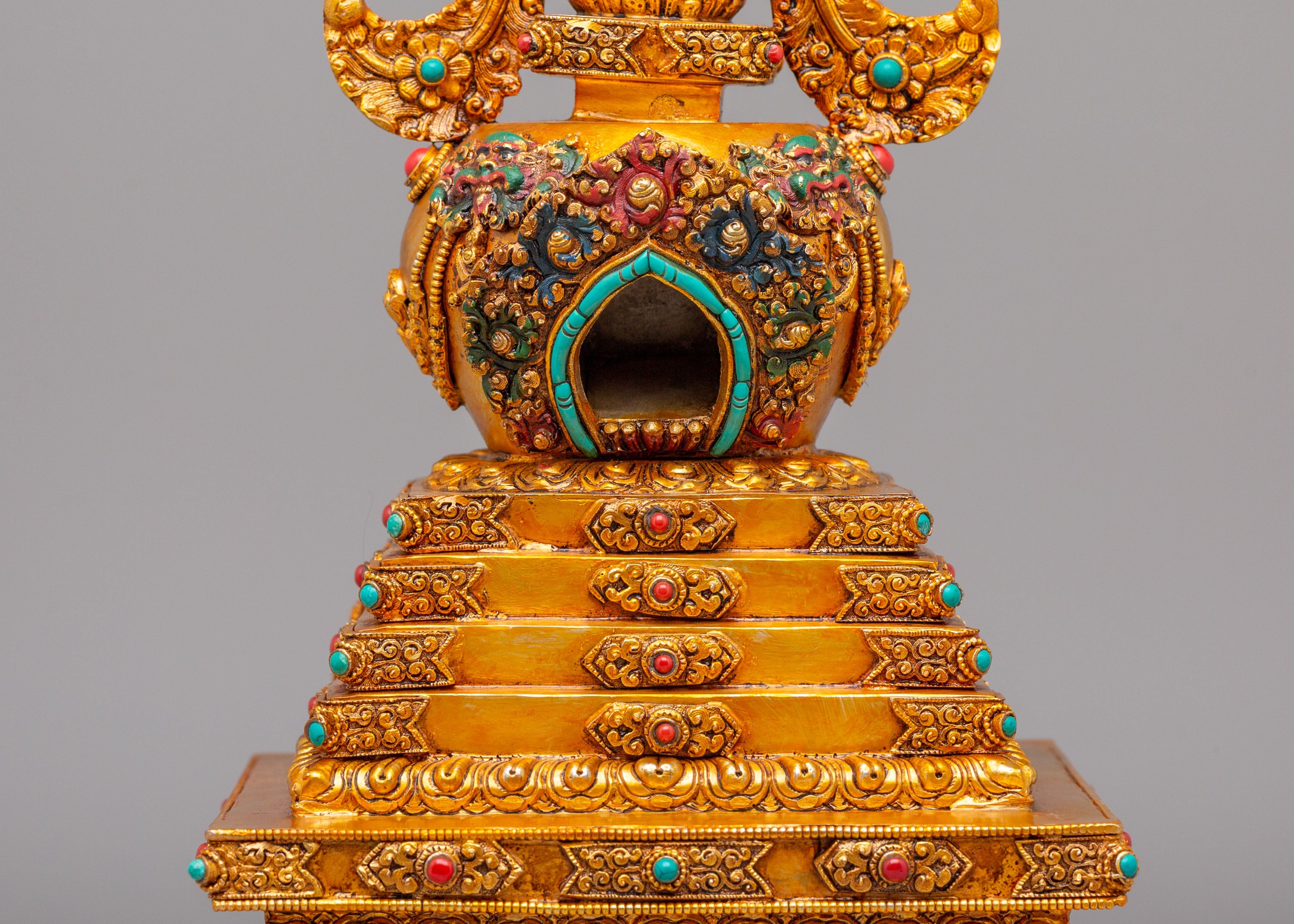 Tibetan Altar Enlightenment Chorten | Handcrafted Buddhist Decor