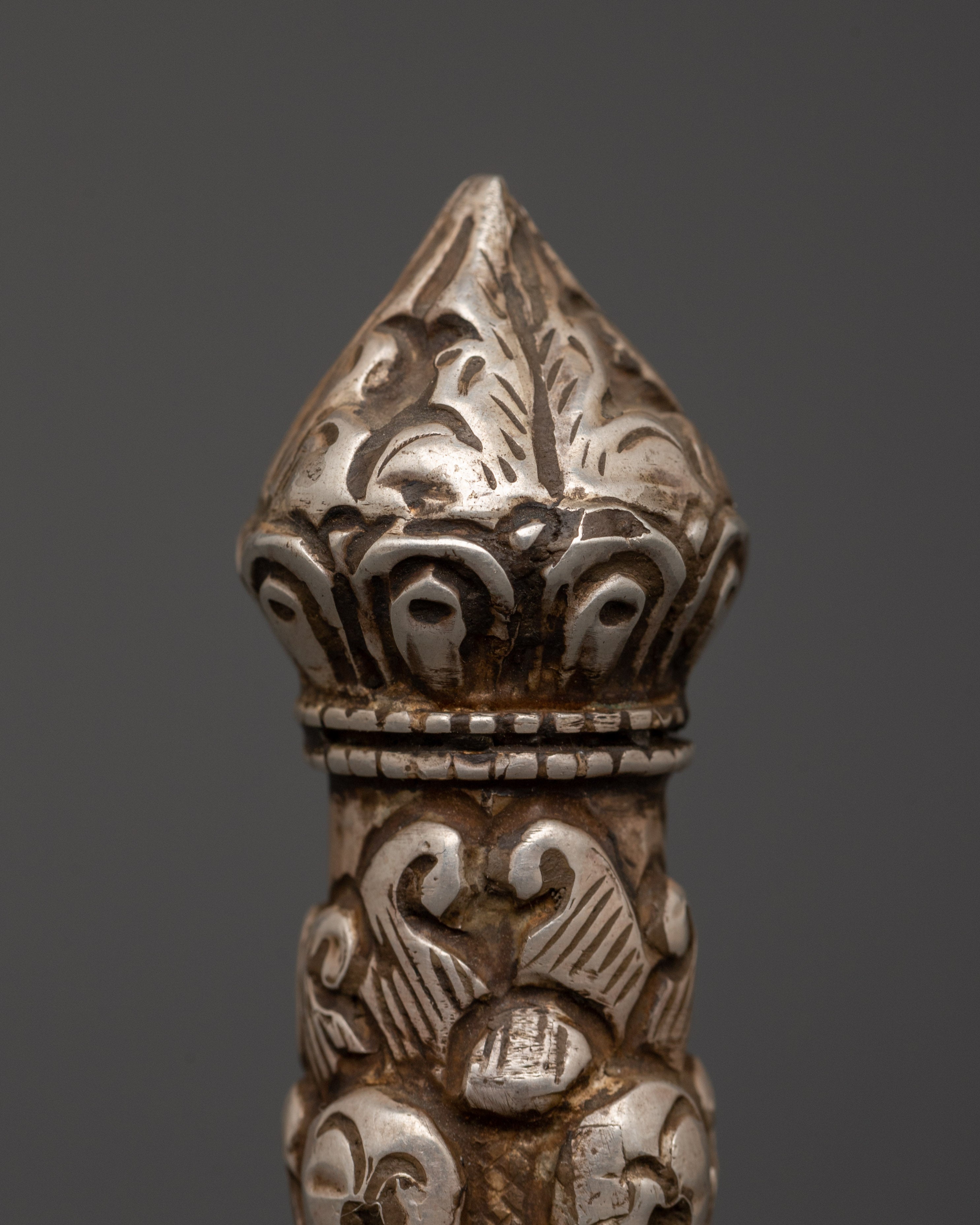 Tibetan Silver Seal Stamp | Buddhist Symbolic Tool for Altar