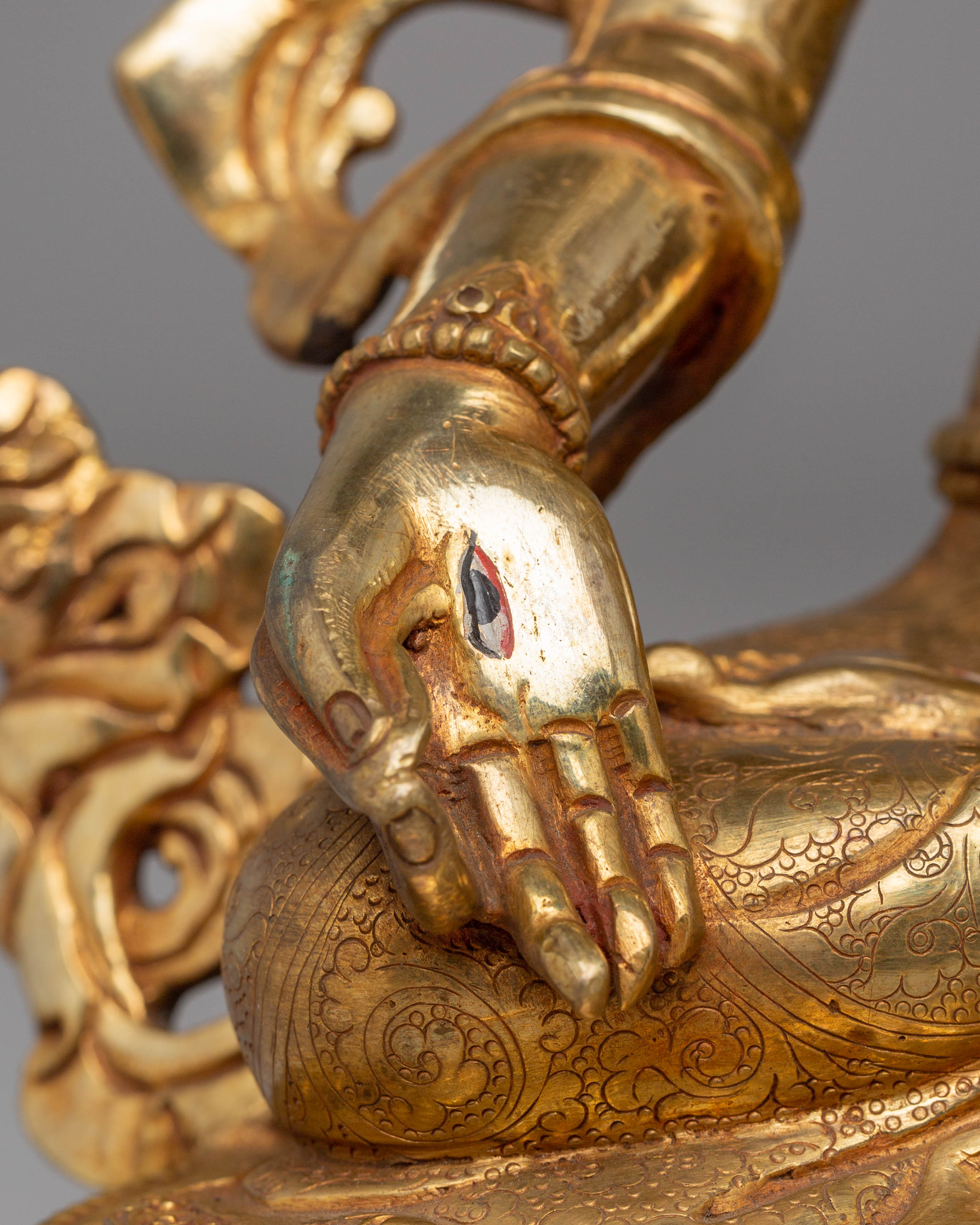 Handcrafted White Tara Copper Statue with 24K Gold Gilding