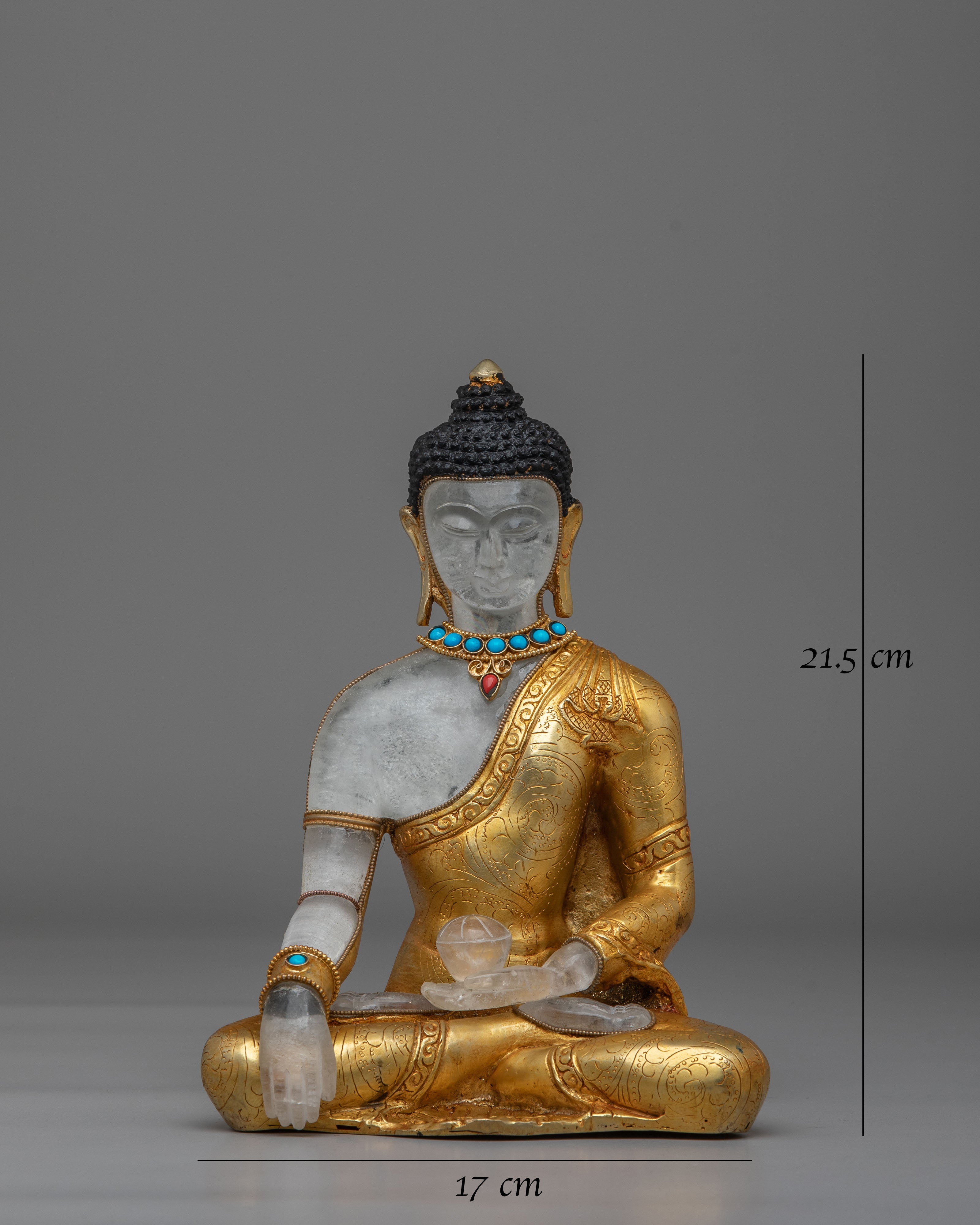 Tibetan Buddhist Shakyamuni Buddha Statue | Handcrafted Copper Crystal Artwork