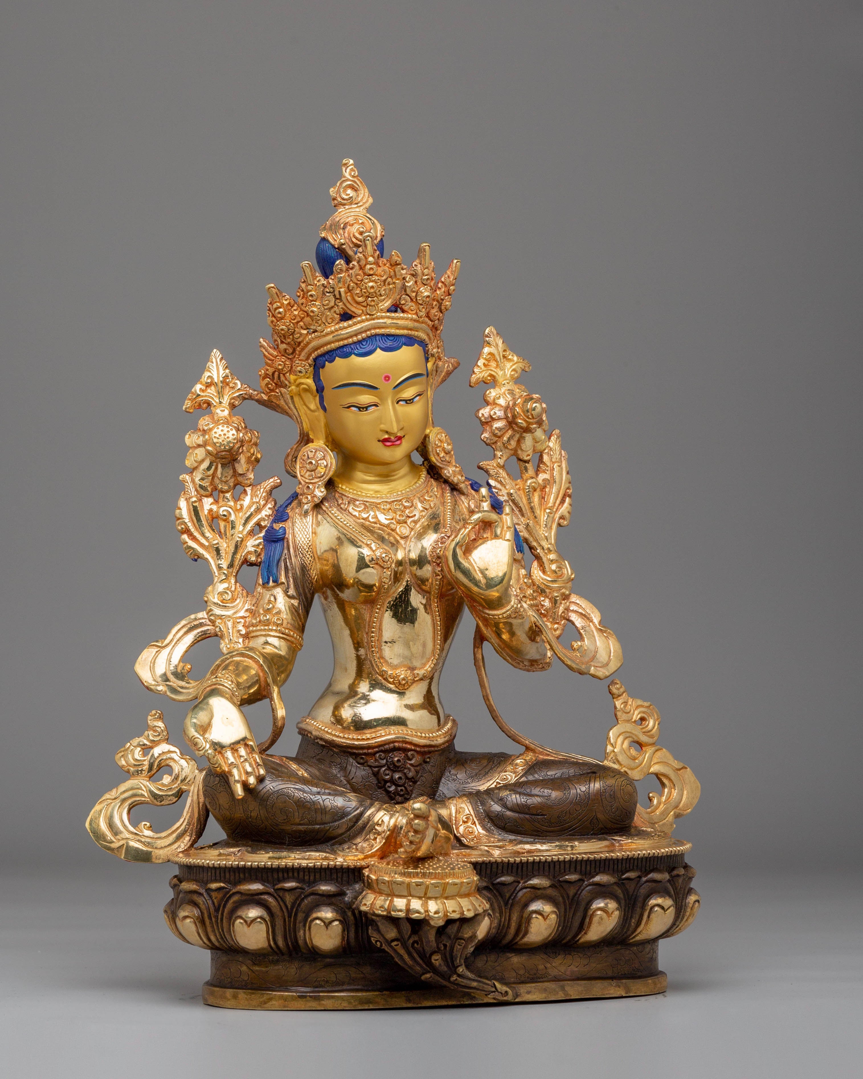 Green Tara Handmade Copper Statue | Divine Protector for Spiritual Growth