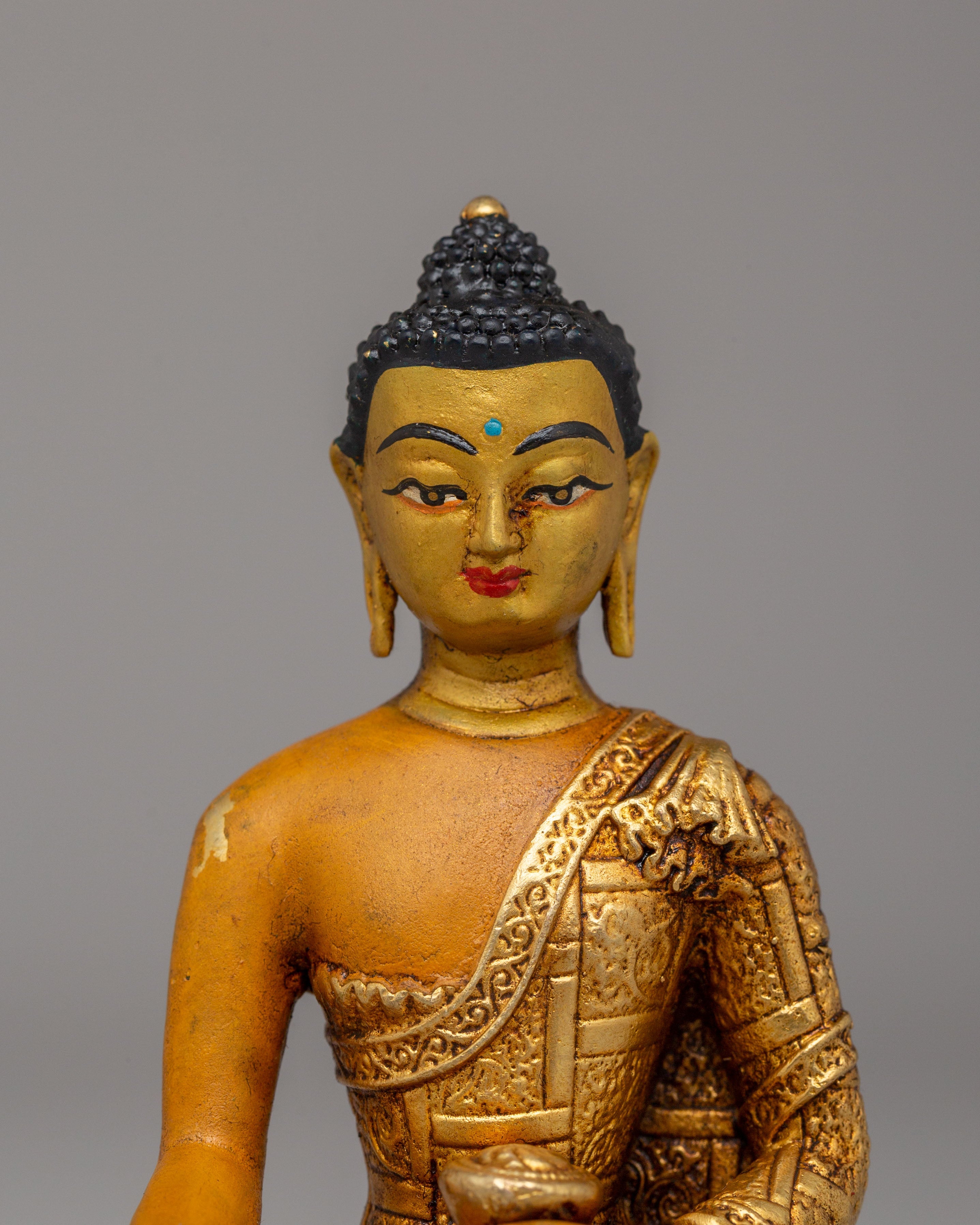 Himalayan Shakyamuni Buddha Shrine Statue | 24K Gold Plated Tibetan Buddha