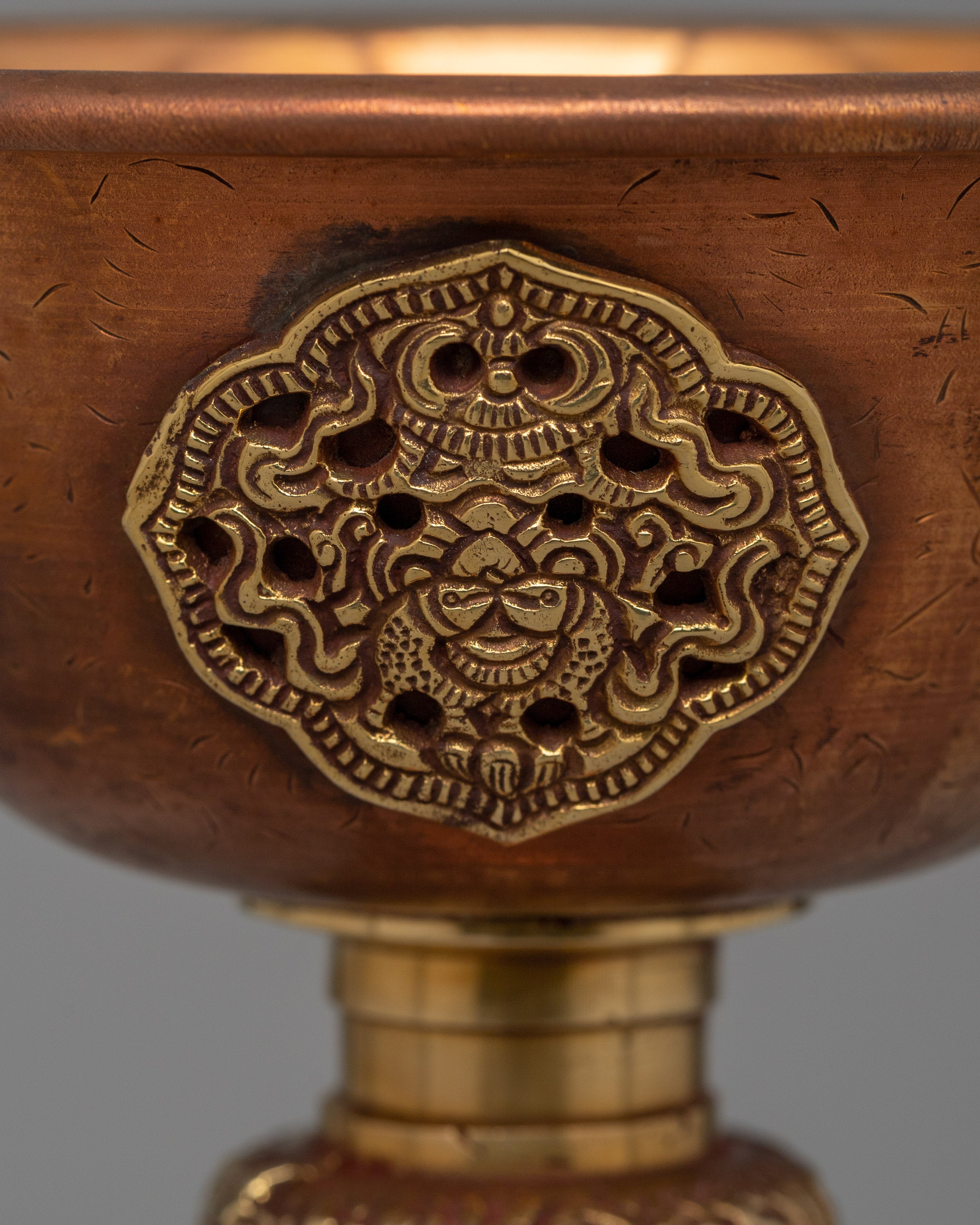 Tibetan Altar Butter Lamp Vessel | Traditional Copper Offering Lamp