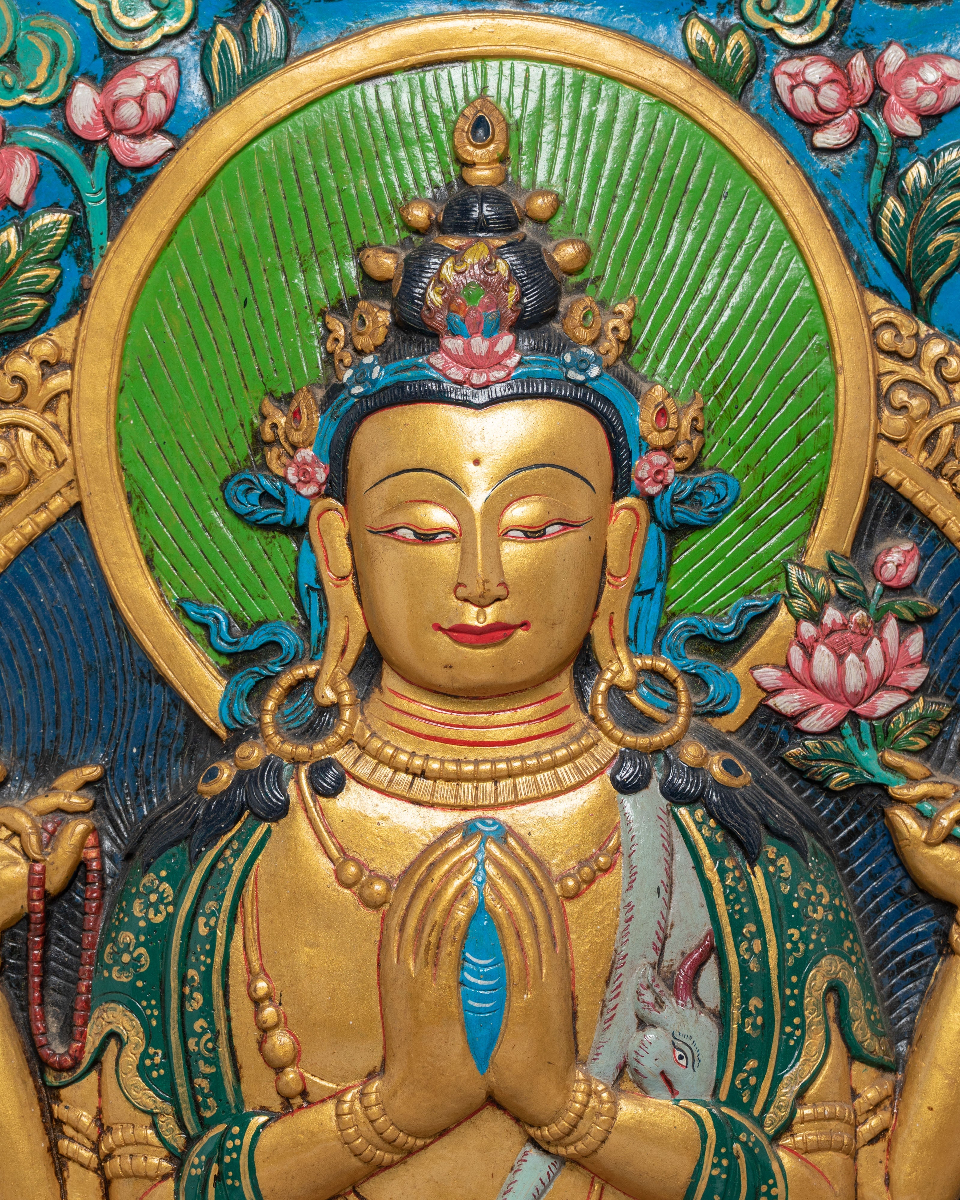 Bodhisattva Chenresig Thangka Wall Hanging | Tibetan Avalokiteshvara Decor