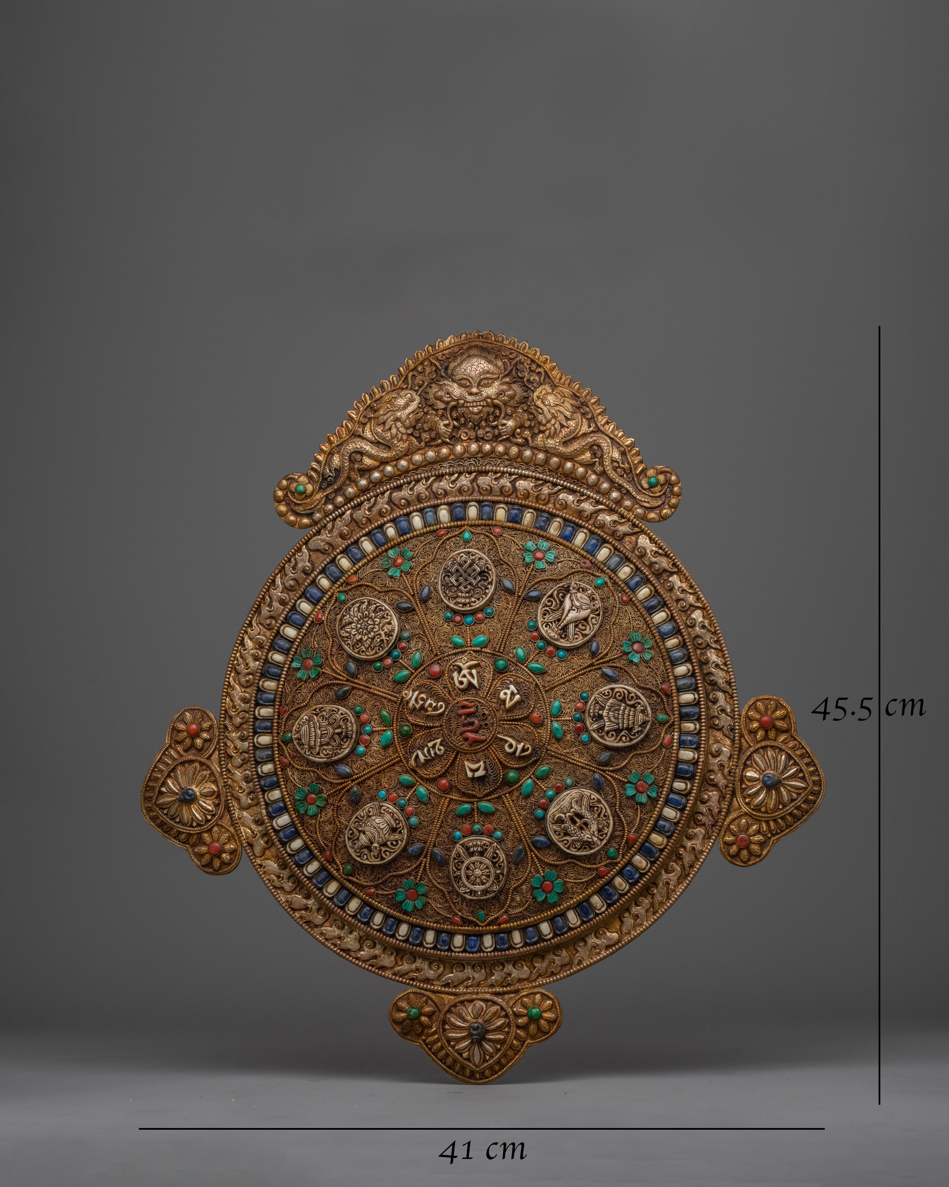 Metal Thangka with Eight Auspicious Symbols | Buddhist Symbols