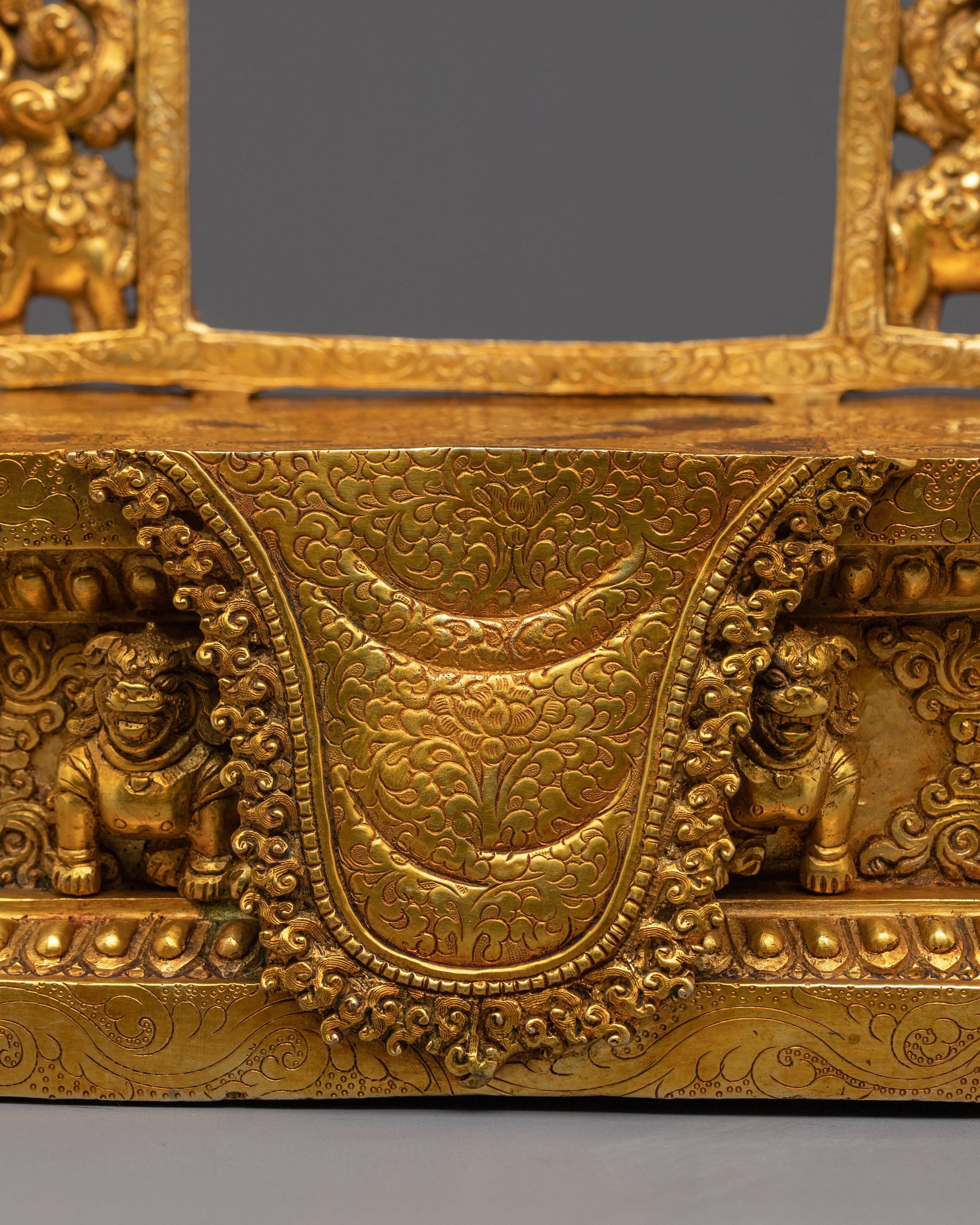 Gold-Plated, Copper Throne with Garuda | Sacred Ritual Throne for Shrine and Altar