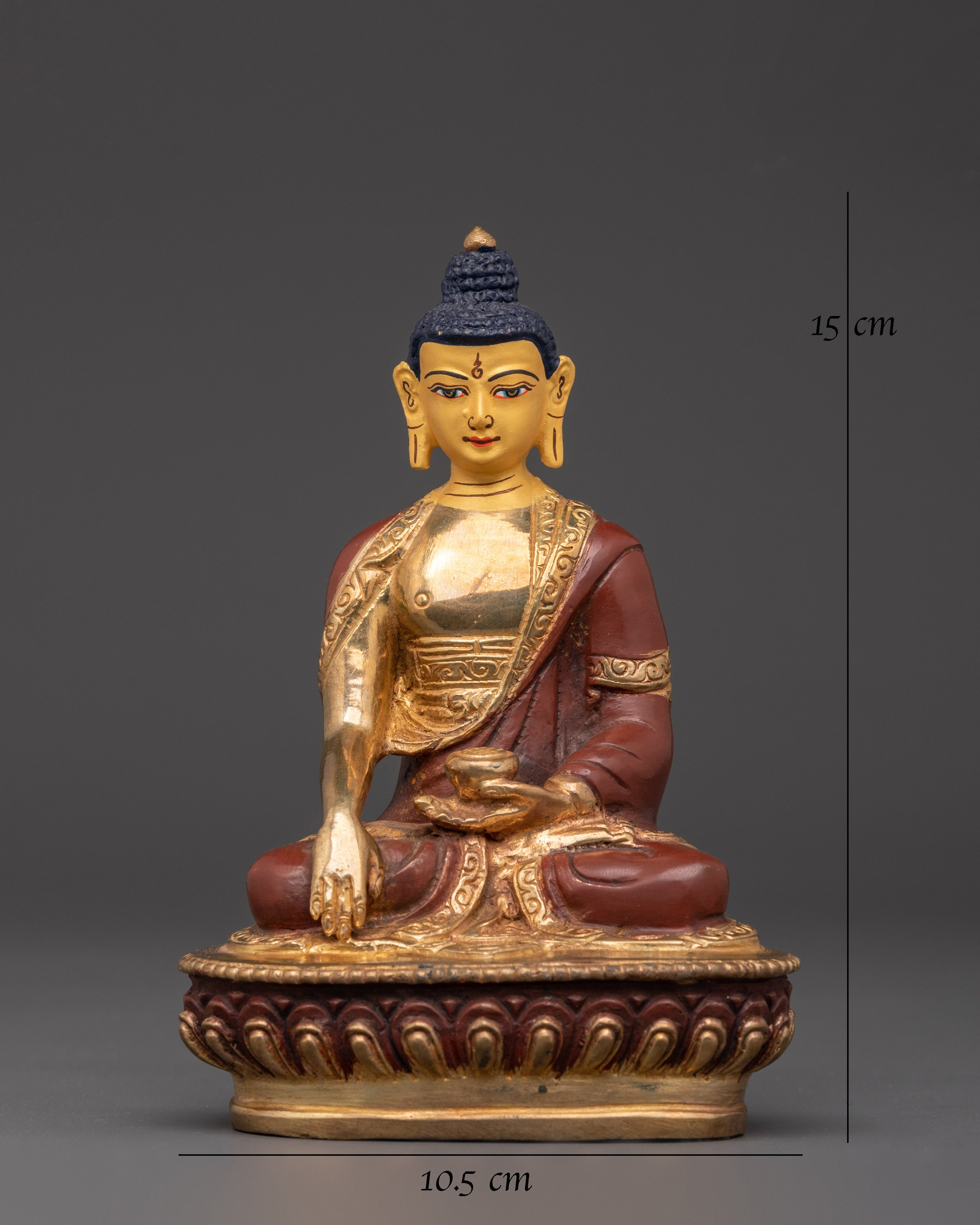 Seated Shakyamuni Buddha Statue | Gold Plated Copper Sculpture